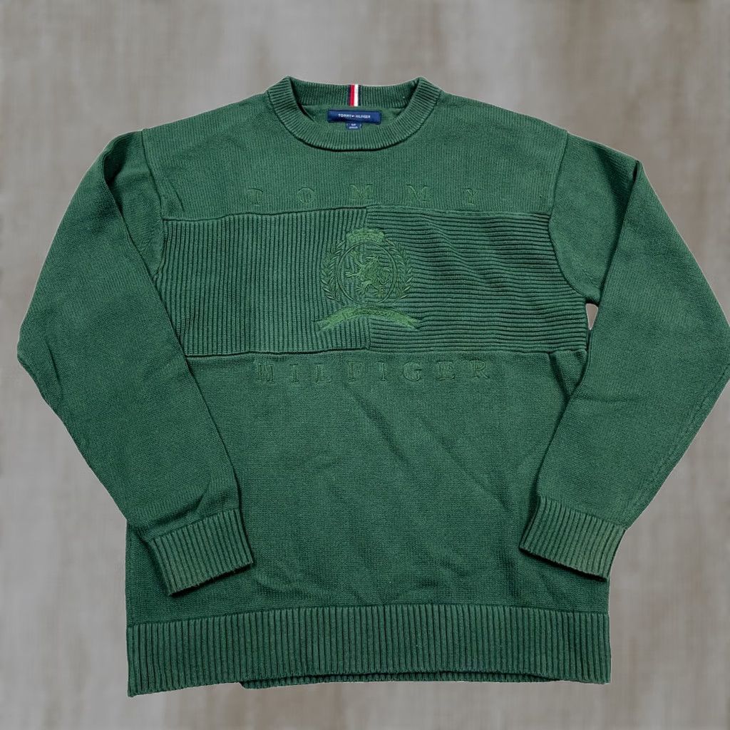 Tommy Hilfiger Tommy Hilfiger Sweater Mens S Green Men Heavy Knit Crewneck Grandpa Crest Golf Size US S / EU 44-46 / 1 - 1 Thumbnail