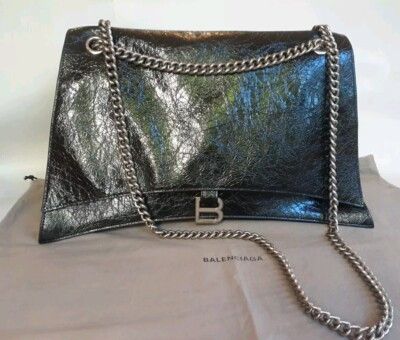 Balenciaga Leather Large Crush Shoulder Bag in steel grey Size ONE SIZE - 1 Thumbnail