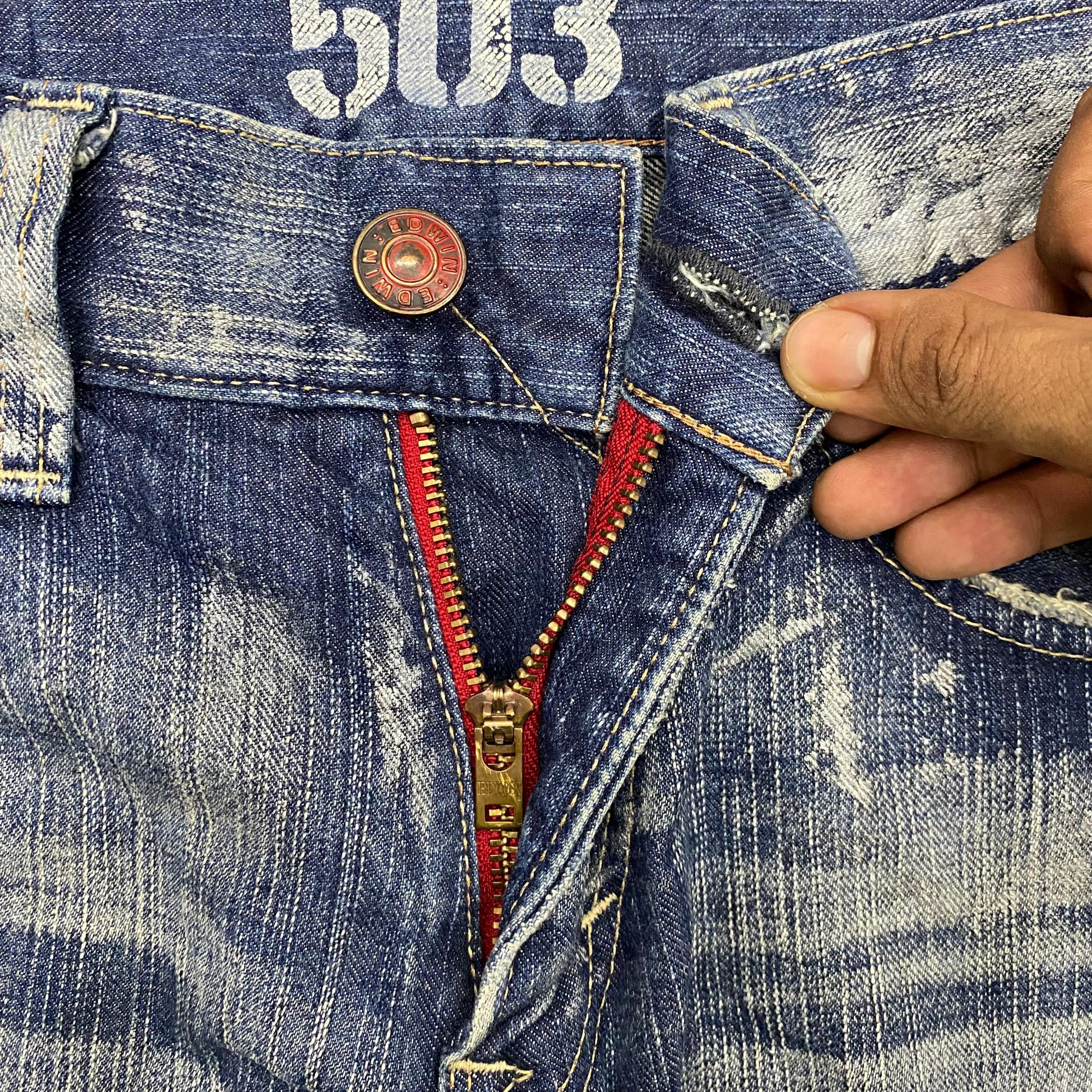Edwin 💥Best Offer💥Vintage Edwin 503 Blue Trip Distressed Denim Size US 32 / EU 48 - 12 Thumbnail