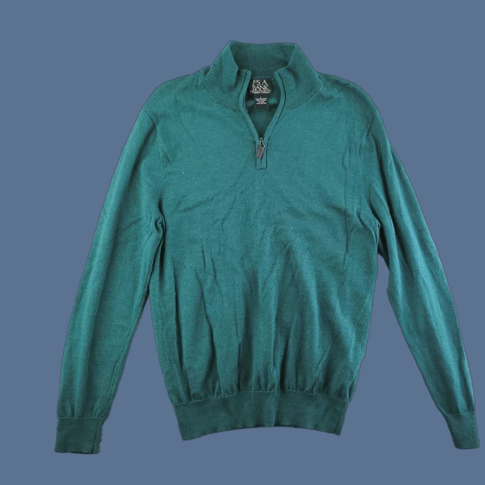 Jos. A. Bank Jos A Bank Sweater Mens Large Green 100% Merino Wool Stretch Slim Quarter Zip PullOver Long Sleeve Classic Pullover Mens L Green Merino Wool Stretch Size US L / EU 52-54 / 3 - 1 Thumbnail