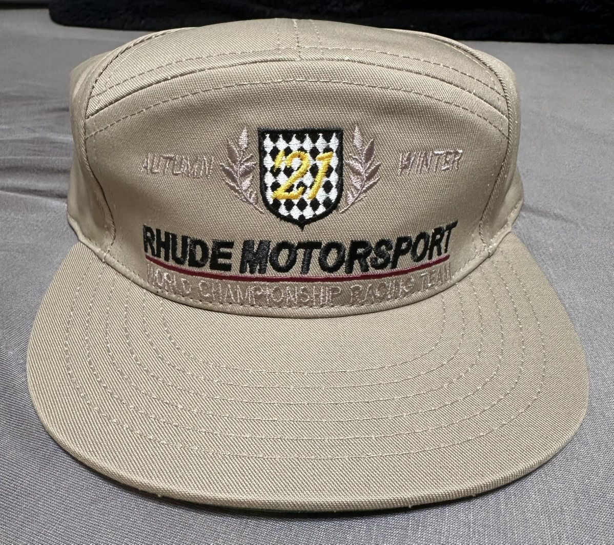 Rhude Rhude Motorsport Hat SnapBack Khaki Size ONE SIZE - 1 Thumbnail