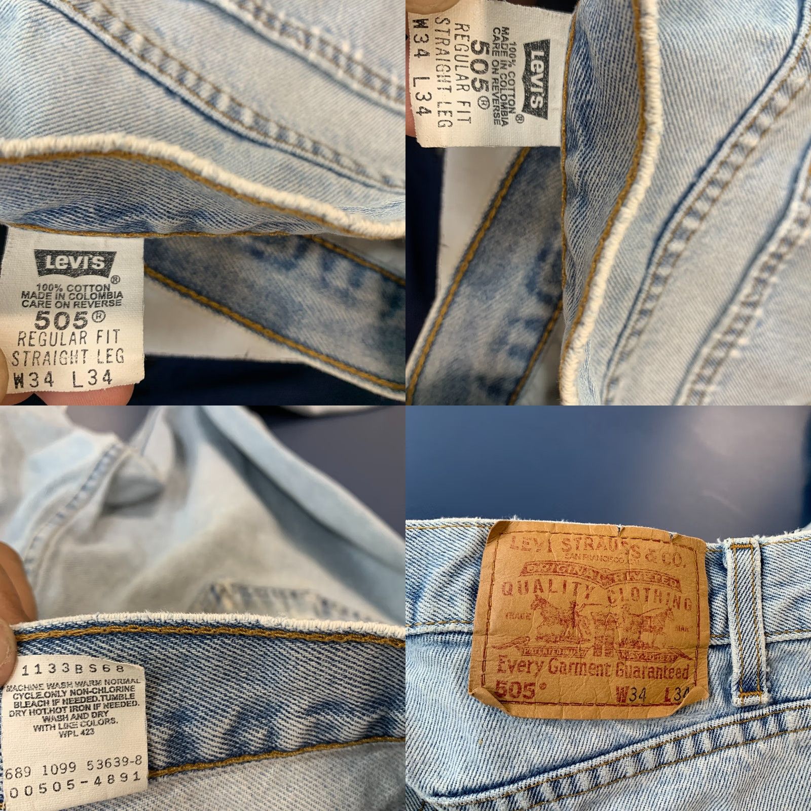 Levi's Vintage Levi'S 505 Denim Jeans Mens Size Fits 33x33.5 Light Wash Straight Leg Size US 33 - 10 Thumbnail