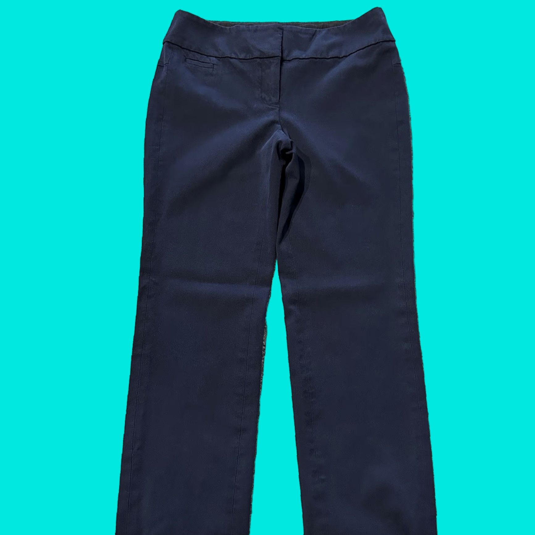 Ann Taylor Ann Taylor Navy Blue Stretch Julie Straight Pants Womens 4 30x28 Mid Rise Casual Dress Pants stretch Size 27" / US 4 / IT 40 - 1 Thumbnail