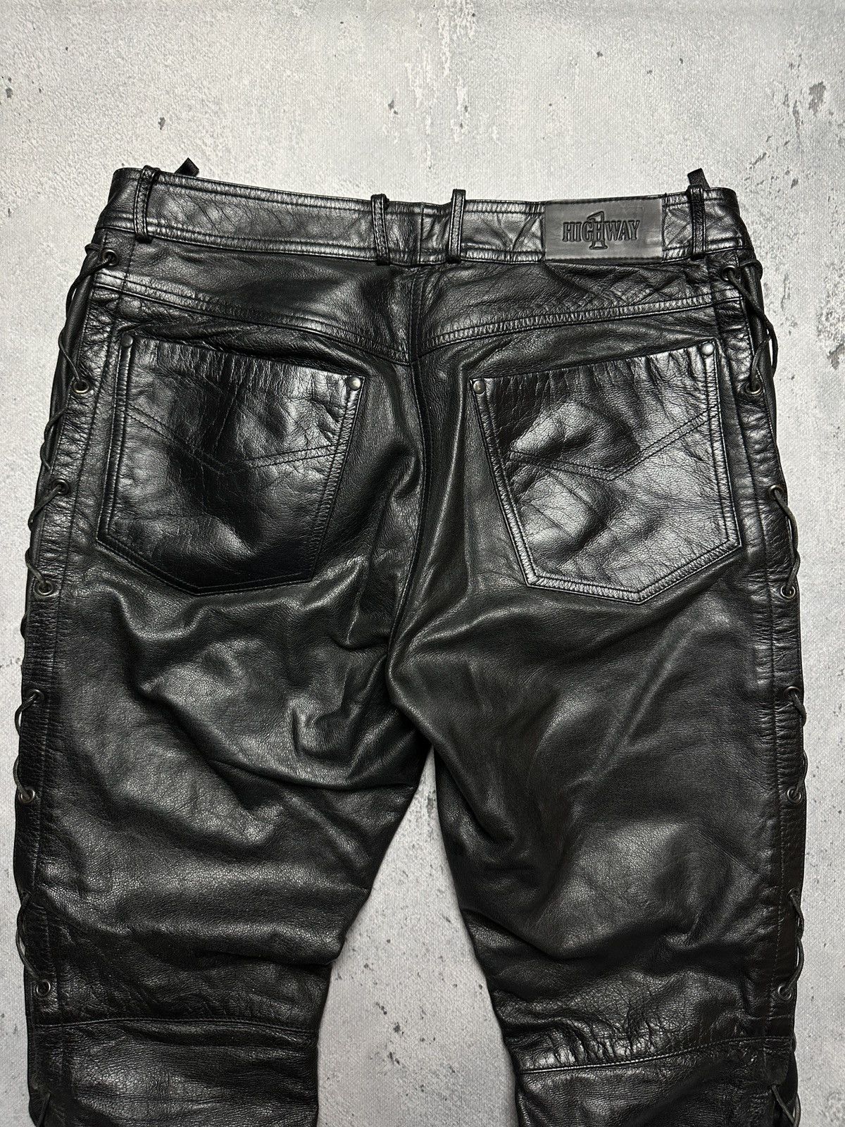 Genuine Leather Genuine Real Leather Highway 1 Pant Vintage Rock Punk Racing Size US 33 - 11 Thumbnail