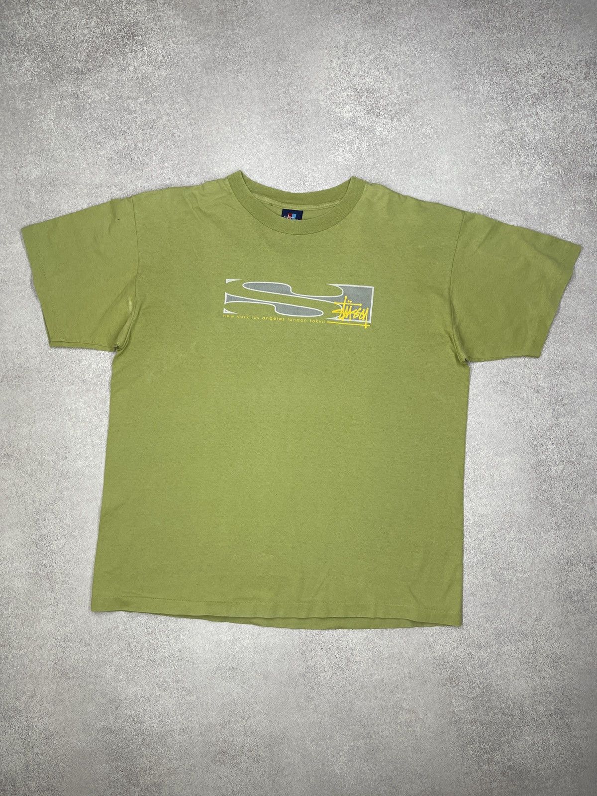Stussy Vintage Stussy 1996-98 T Shirt Big Logo Green Y2K Size XL Size US XL / EU 56 / 4 - 2 Thumbnail