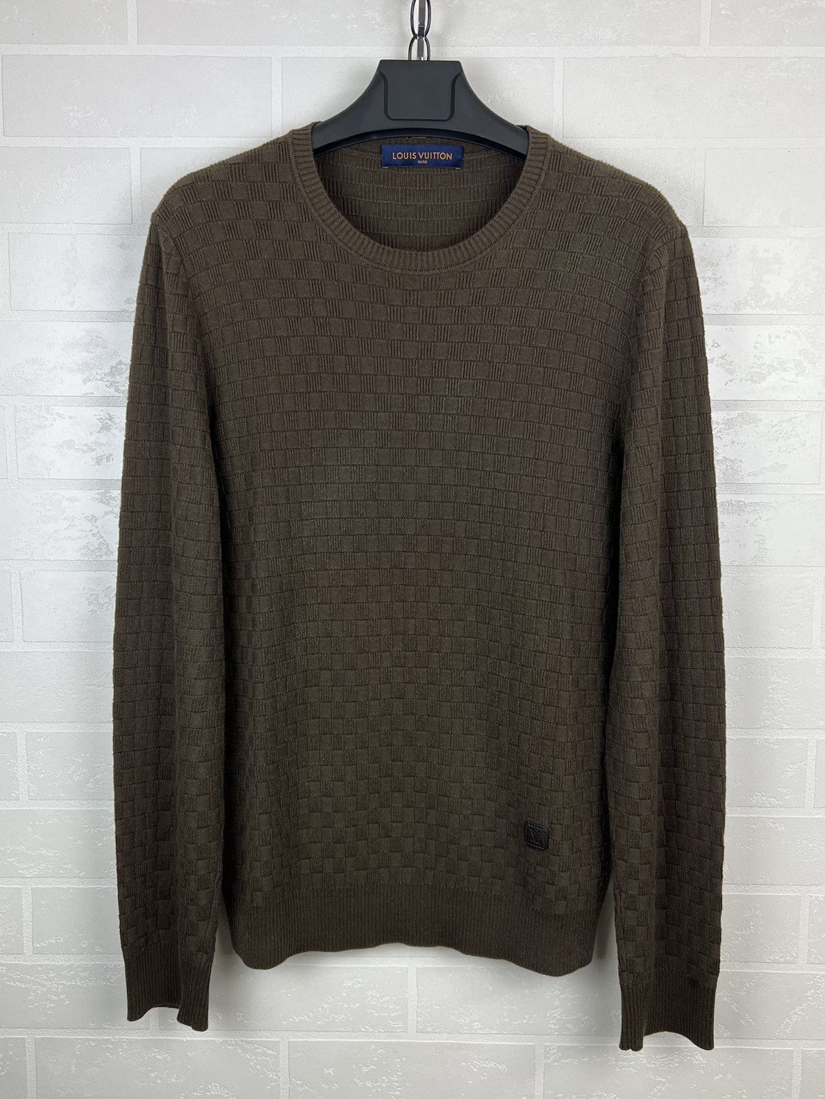 LOUIS VUITTON Sweater Wool/Cotton Knit Damier Monogram Patch