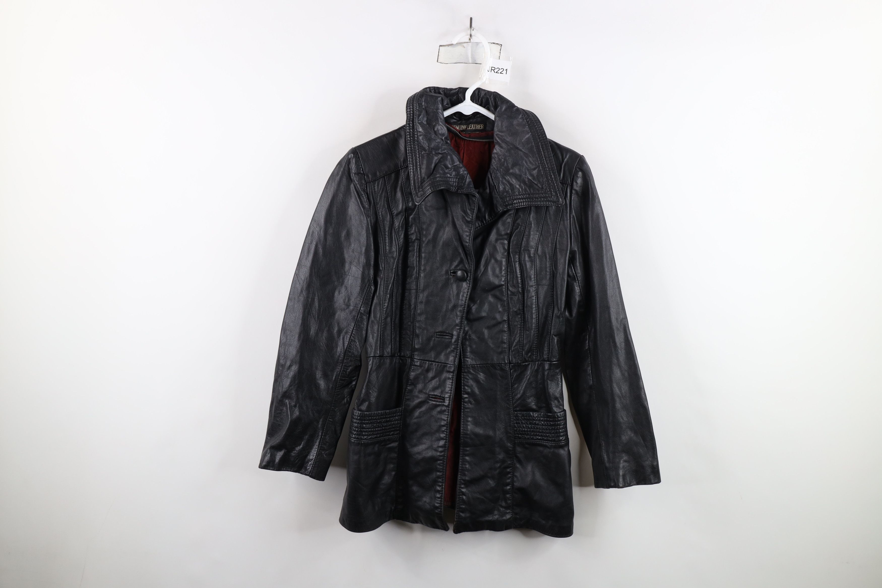 Vintage Vintage 70s Streetwear Button Collared Leather Jacket Black Size L / US 10 / IT 46 - 1 Thumbnail