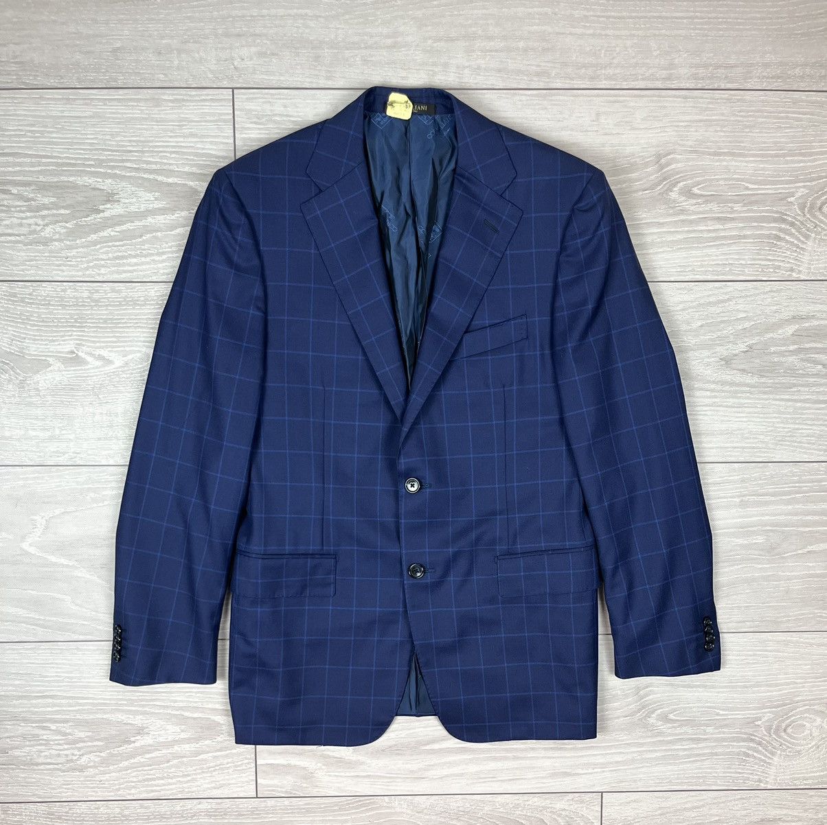 Corneliani Corneliani Blue Check Virgin Wool Silk Two Buttons Blazer Size 48R - 1 Thumbnail