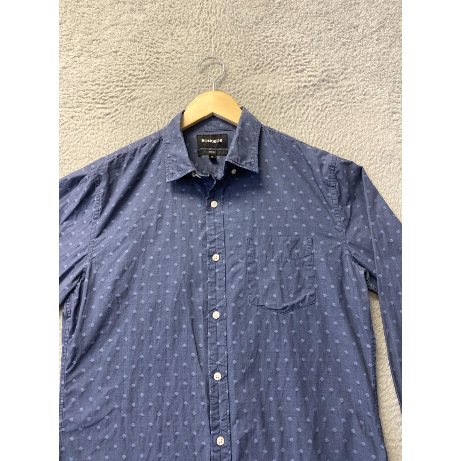Bonobos Bonobos Shirt Mens Medium Navy Blue Button-Up Pocket Polka Dots /164-5 Size US M / EU 48-50 / 2 - 3 Thumbnail