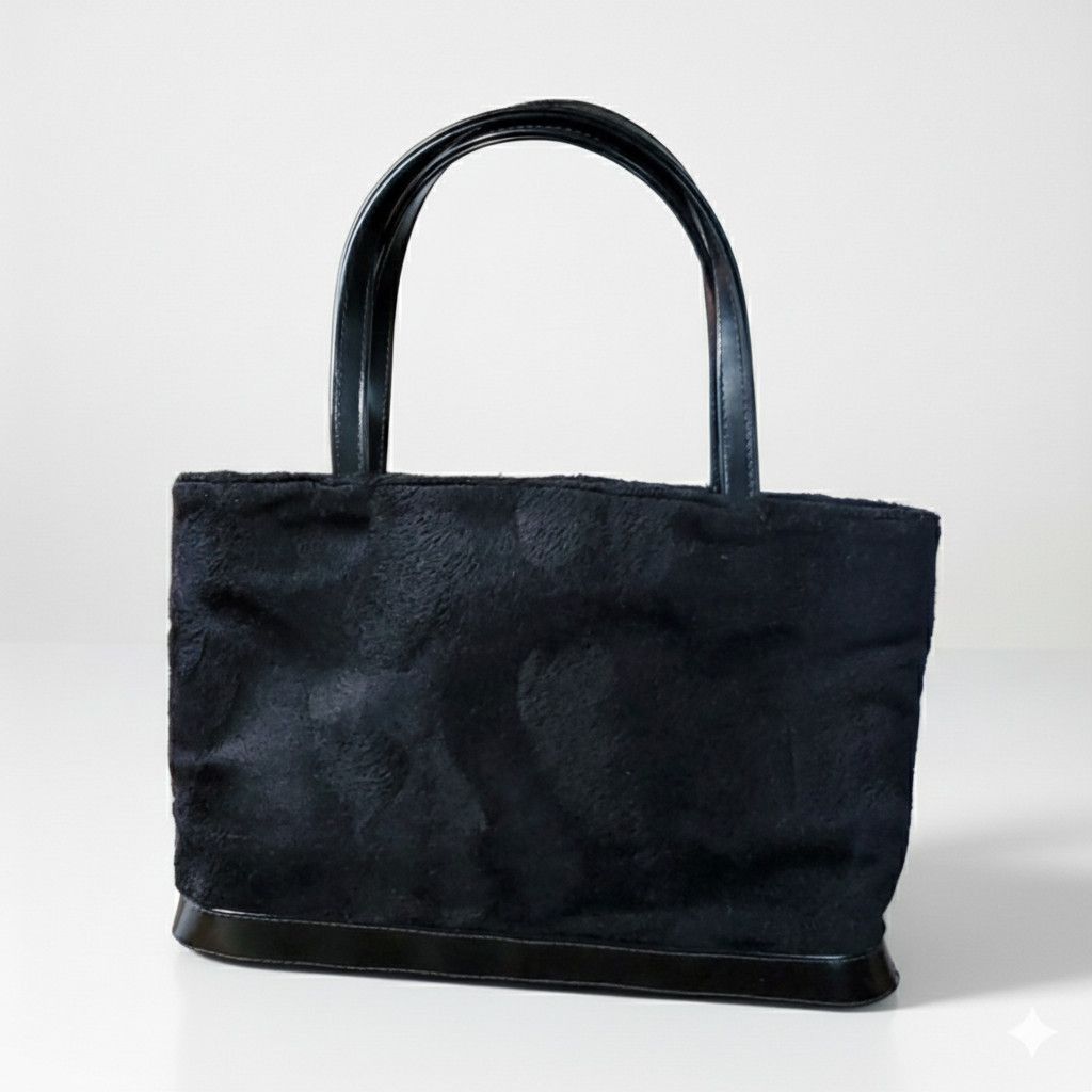 Other Lancome 10x7x2" Paris Handbag Purse Black Faux Fur Leather Size ONE SIZE - 1 Thumbnail