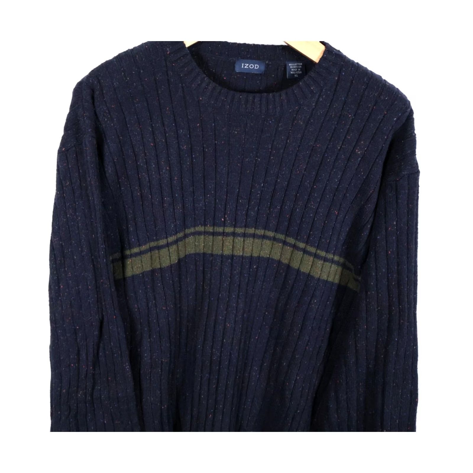 Izod IZOD Sweater Crew Neck XL Blue Striped Thick Knit Cotton Nylon Pull Over Men’s Classic Preppy Size US XL / EU 56 / 4 - 4 Thumbnail
