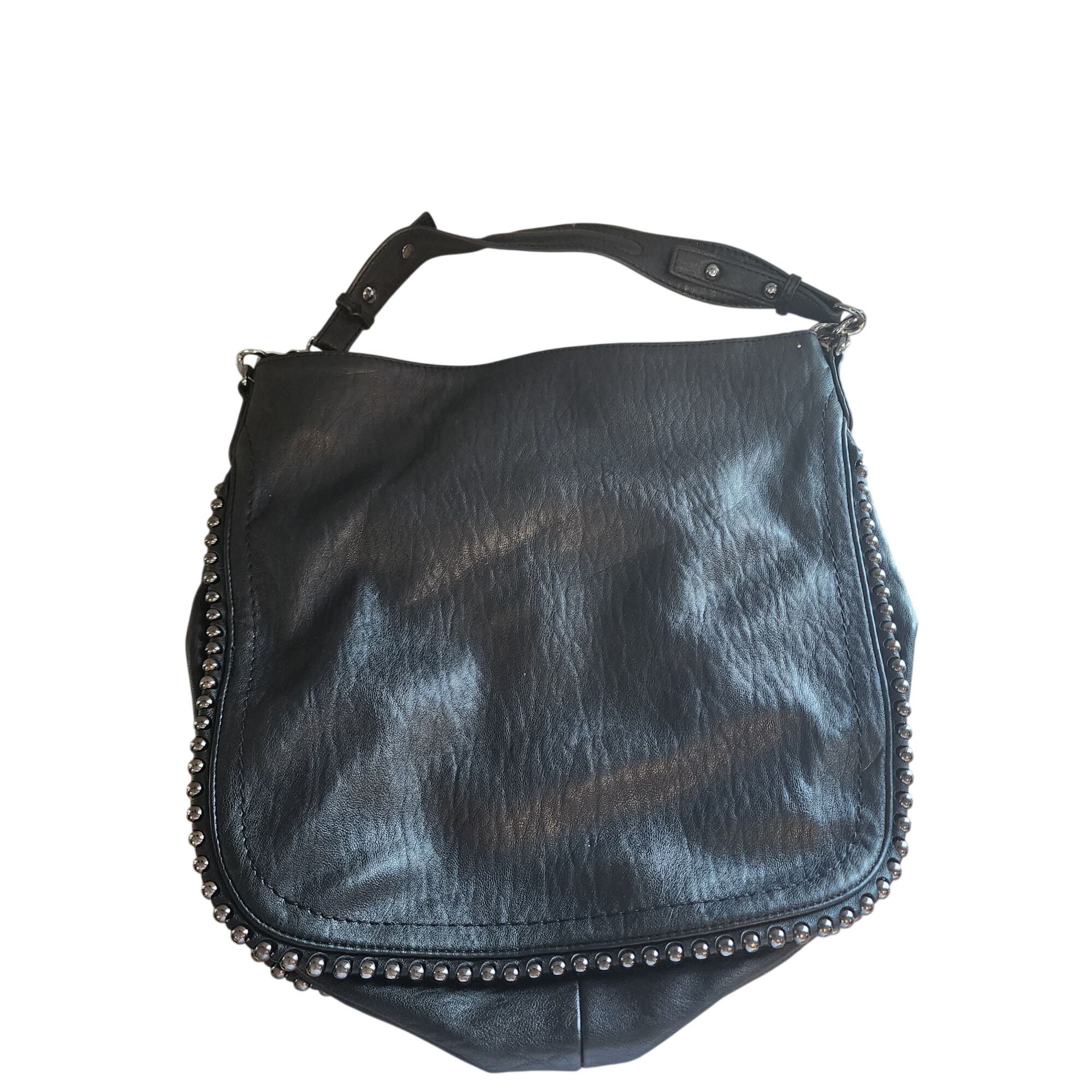 Jessica Simpson Jessica Simpson studded black leather hobo shoulder Biker ba Size ONE SIZE - 1 Thumbnail