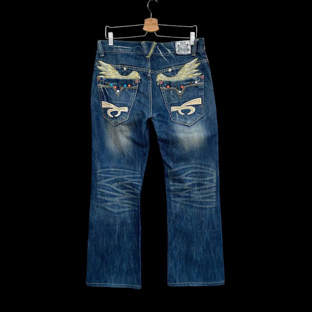 Japanese Brand × Le Grande Bleu (L.G.B.) × Tornado Mart A BEAUTIFUL FLARE DENIM RED PEPPER GOLD LABEL EAGLE WING Size US 31 - 1 Thumbnail