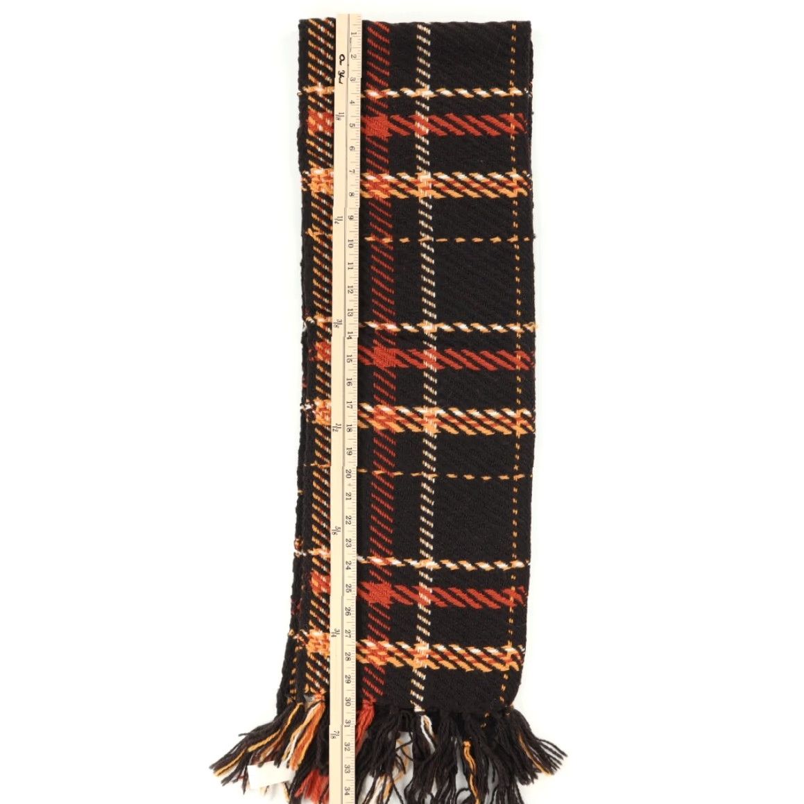 Talbots Talbots Wool Blend Scarf Yarn Knit Chocolate Plaid 60" OS Size ONE SIZE - 3 Thumbnail