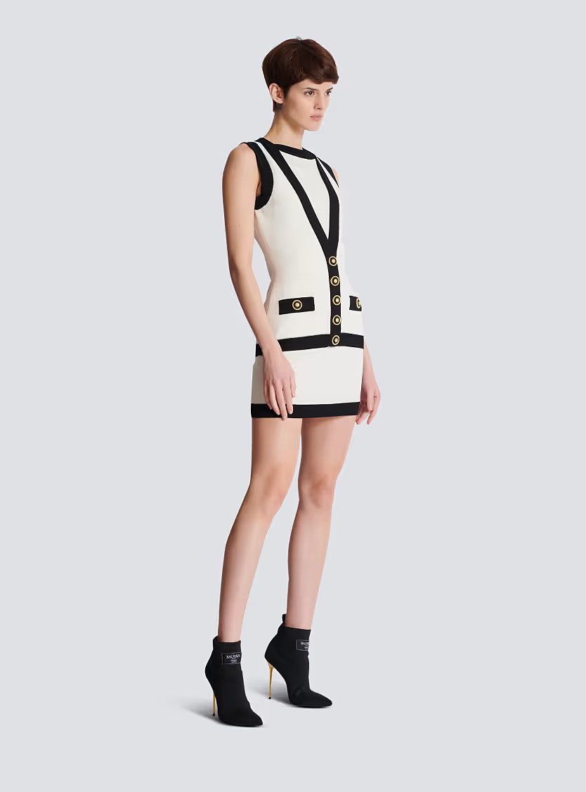 Balmain o1s1wg111225 Woven Mini Dress in White Size XL / US 12-14 / IT 48-50 - 2 Thumbnail