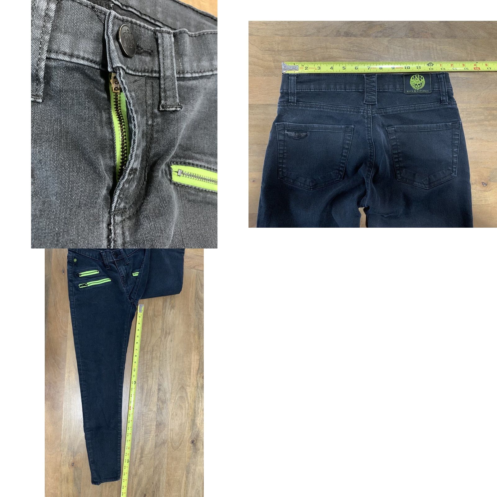 Vintage VINTAGE Rock & Republic Jeans 6 Womens 26x27 Black Mid Rise Skinny Rock Zipper Pockets Size 26" / US 2 / IT 38 - 8 Thumbnail
