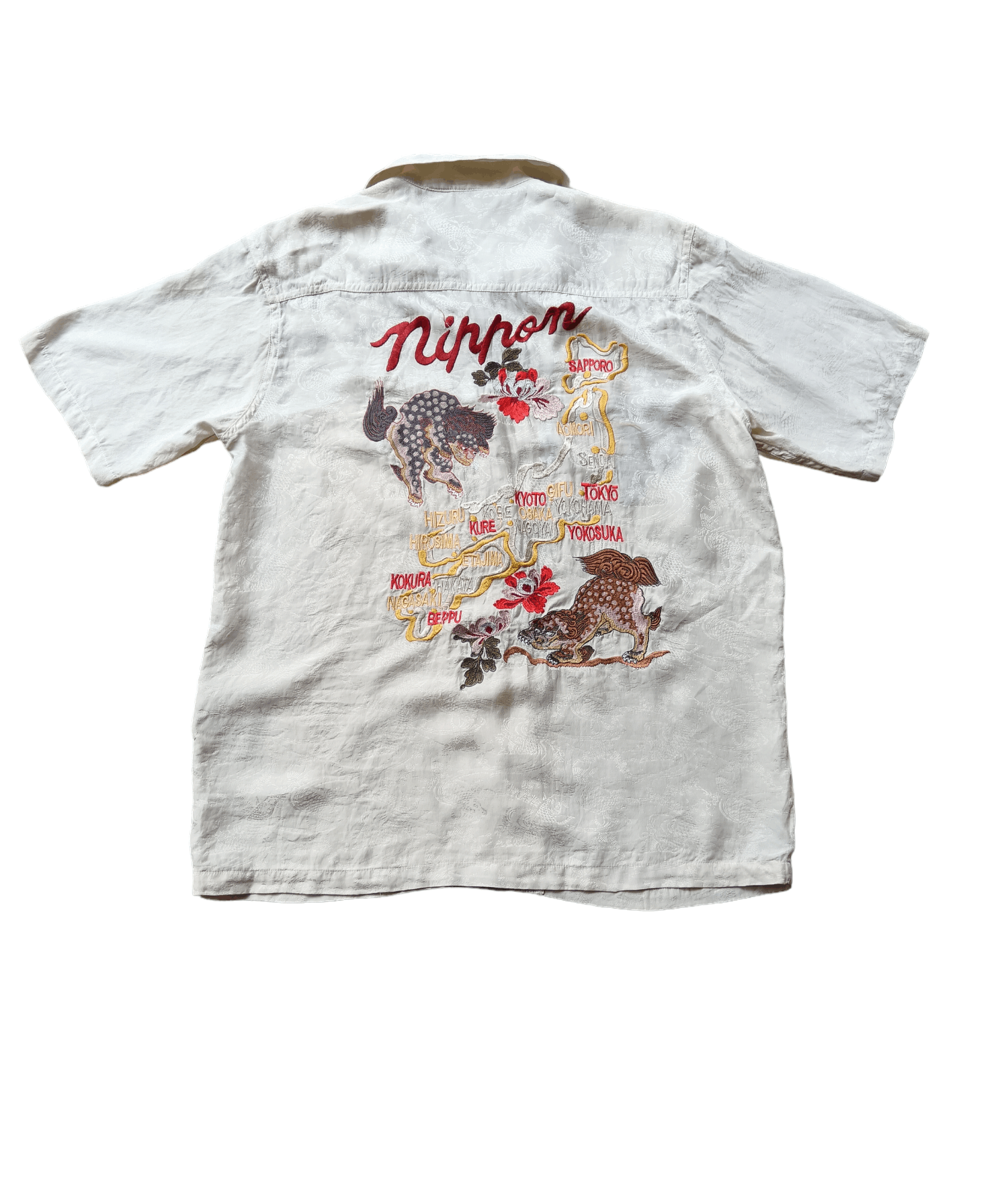 Japanese Brand Vtg Embroidery Silk Japanese Scripture Button Up Size US M / EU 48-50 / 2 - 1 Thumbnail