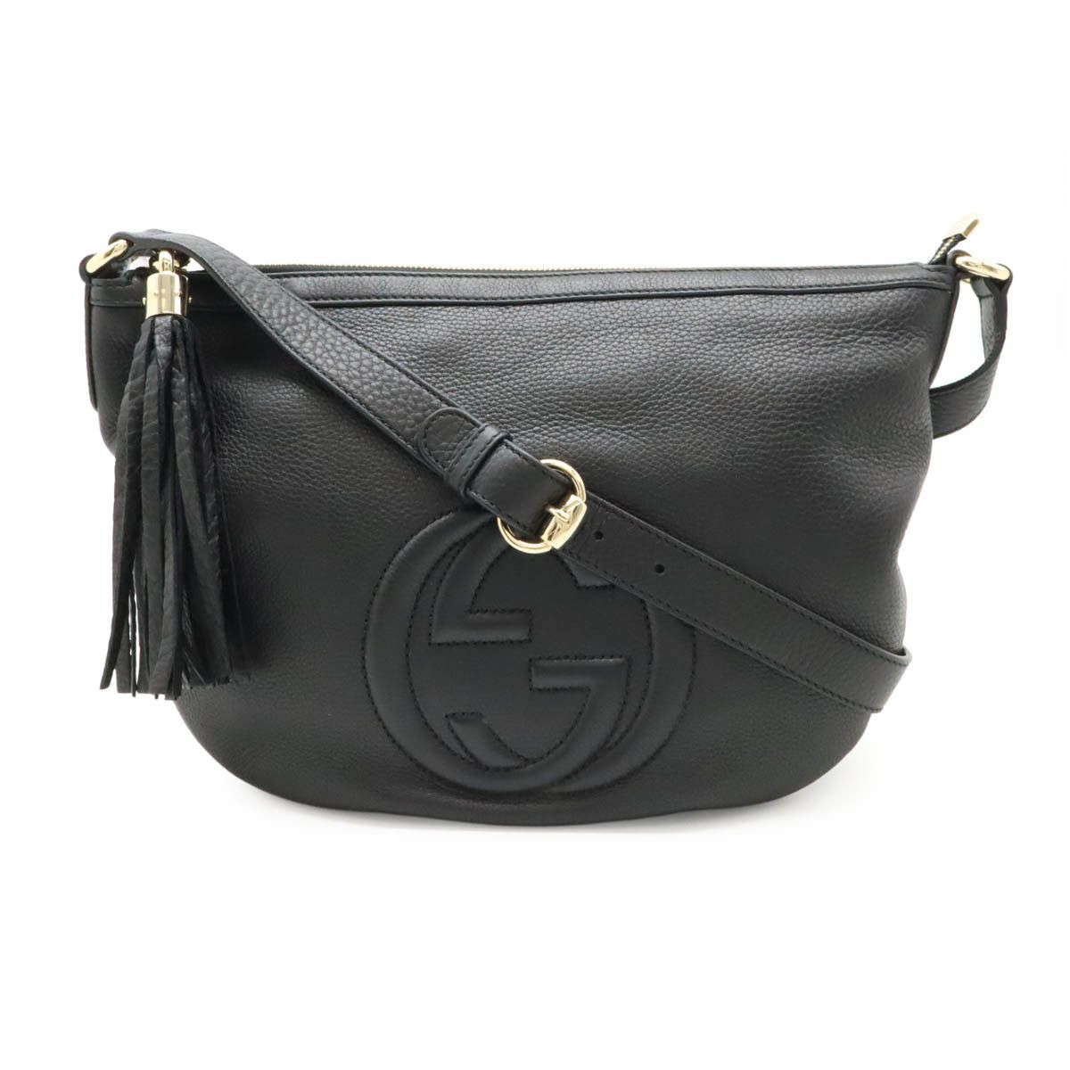 Gucci Gucci Soho Interlocking G Leather Shoulder Bag Leather Crossbody Bag 308361 in Black, Women's