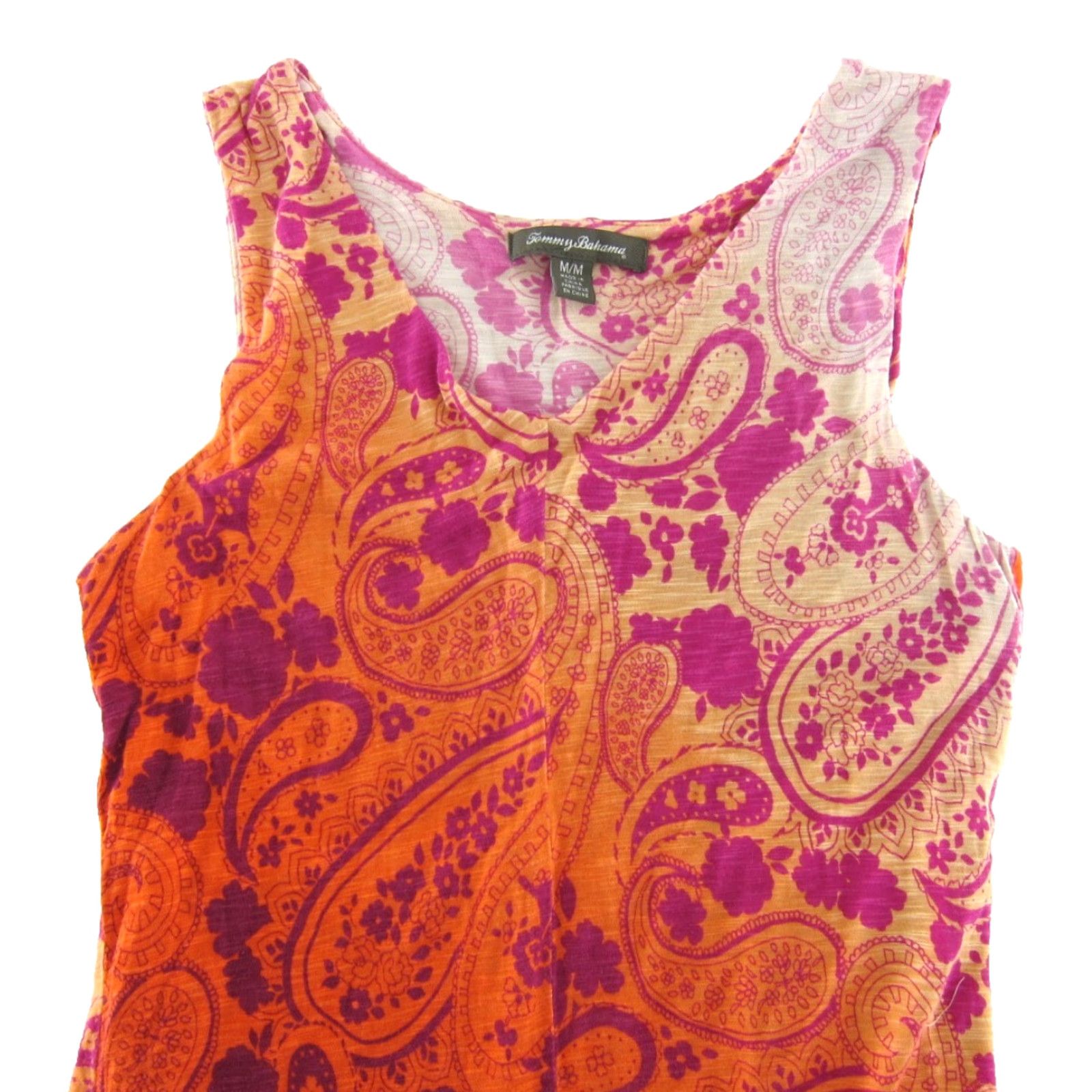 Tommy Bahama Tommy Bahama Dress Midi Sun Tank Shade Orange Paisley Rayon Stretch M Medium Women Women's Size M / US 6-8 / IT 42-44 - 4 Thumbnail