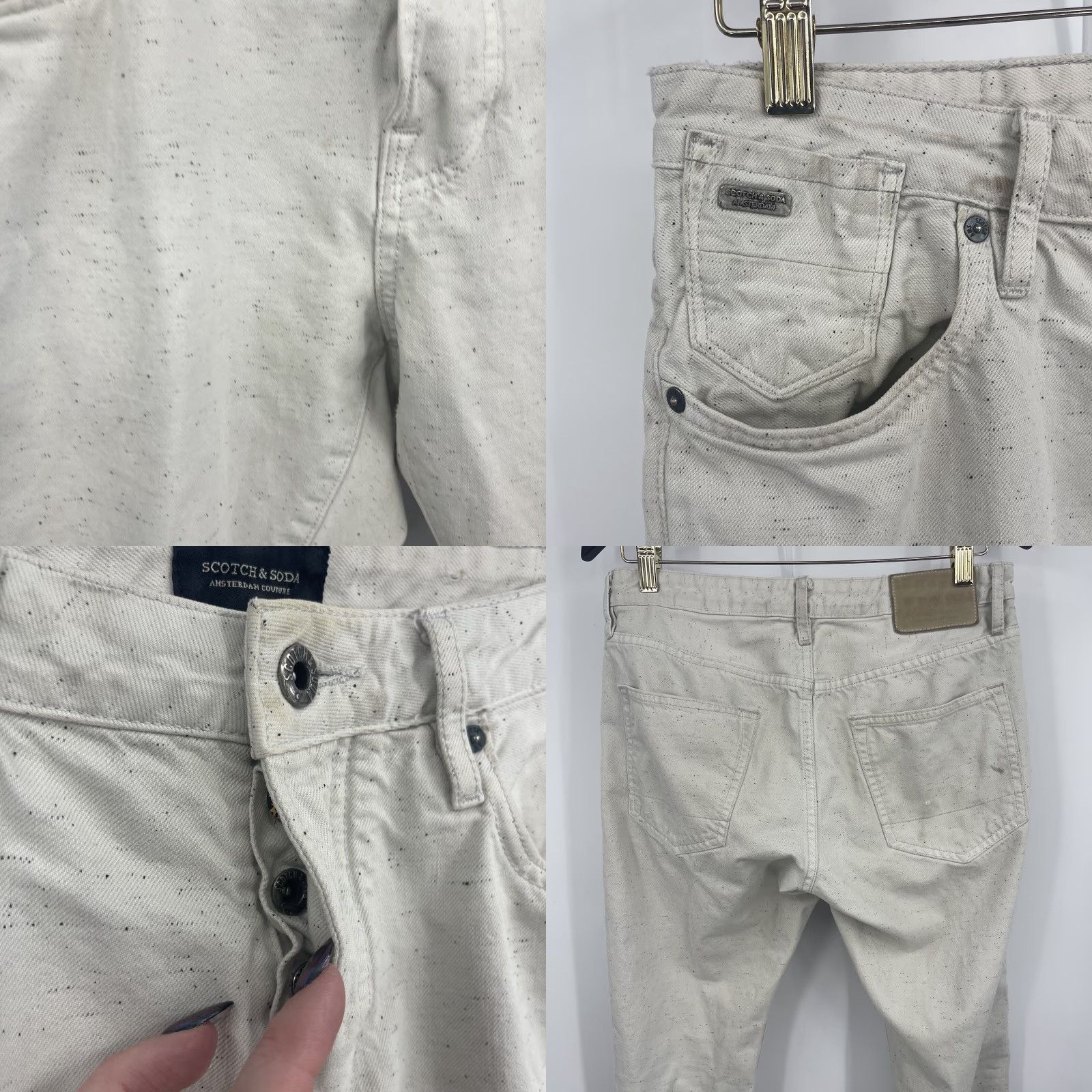 Scotch & Soda Scotch & Soda Jeans Mens 29 x 30 Gray Ralston Caliente Button Fly Distress RAW - Denim Slim Regular Retro 2010s Mens Jeans Size US 29 - 8 Thumbnail