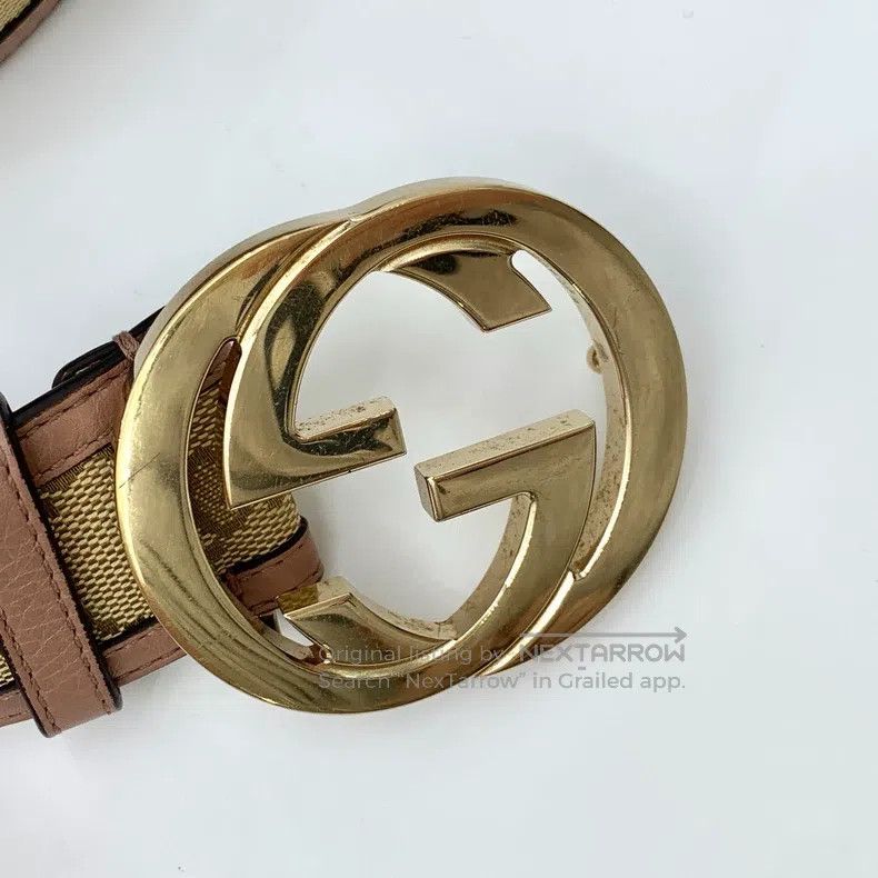 Gucci Gucci Brown logo jacquard double G smooth buckle belt Size ONE SIZE - 8 Thumbnail
