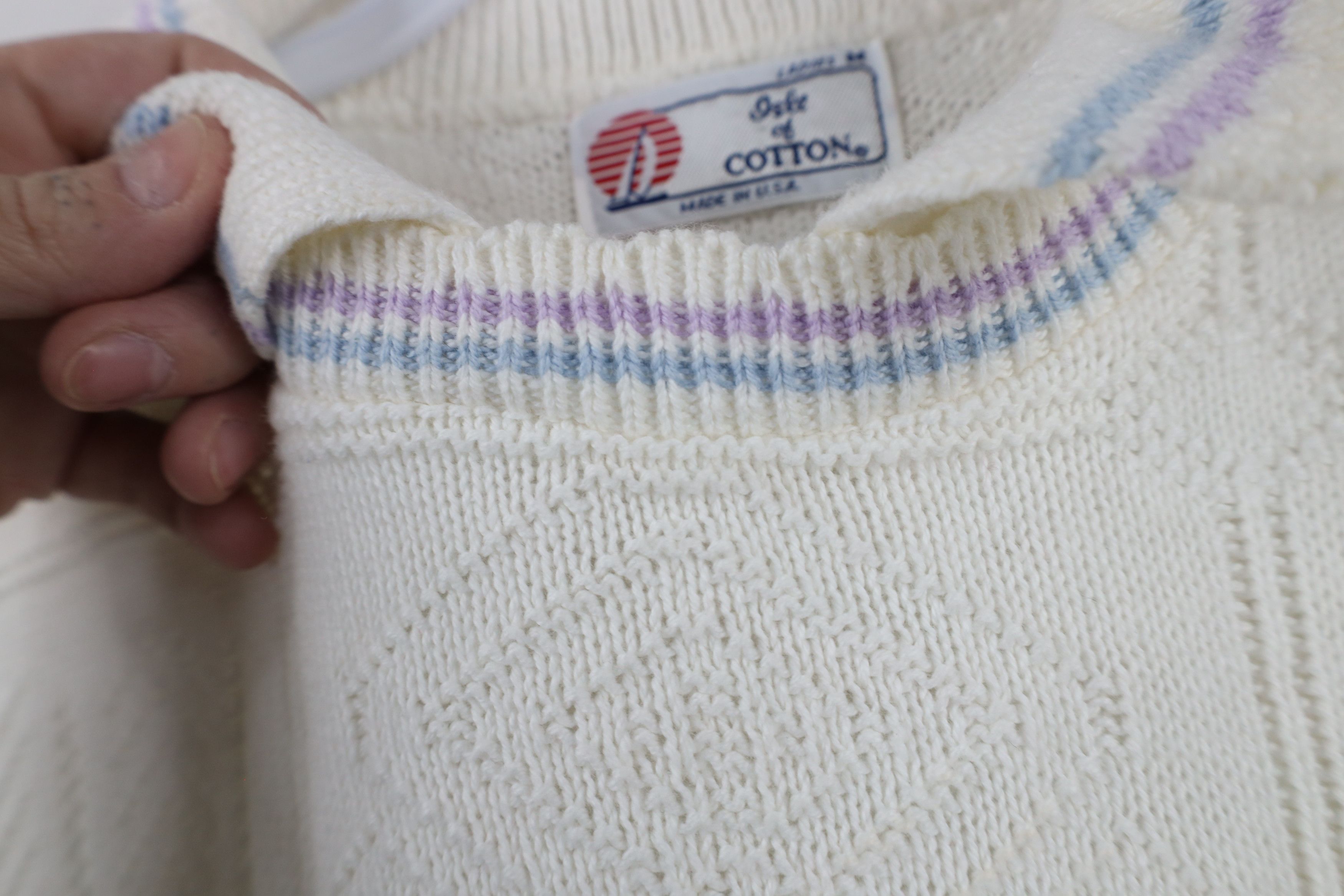 Vintage Vintage 90s Streetwear Flower Knit Collared Sweater USA Size M / US 6-8 / IT 42-44 - 7 Thumbnail