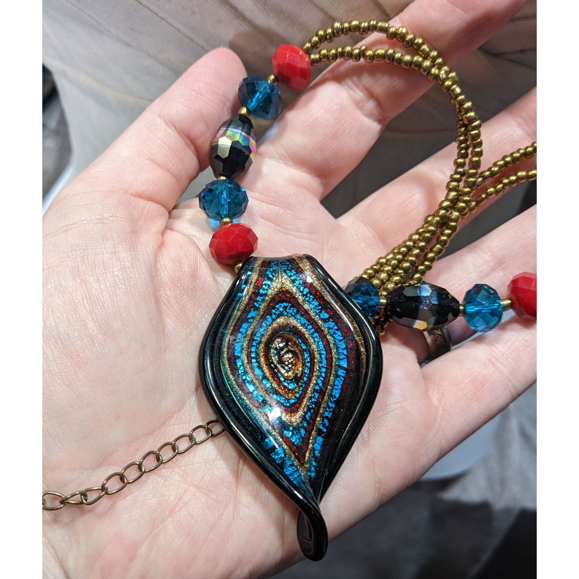 Other Erica Lyons Blue And Gold Tone Abstract Glass Necklace Size ONE SIZE - 5 Thumbnail