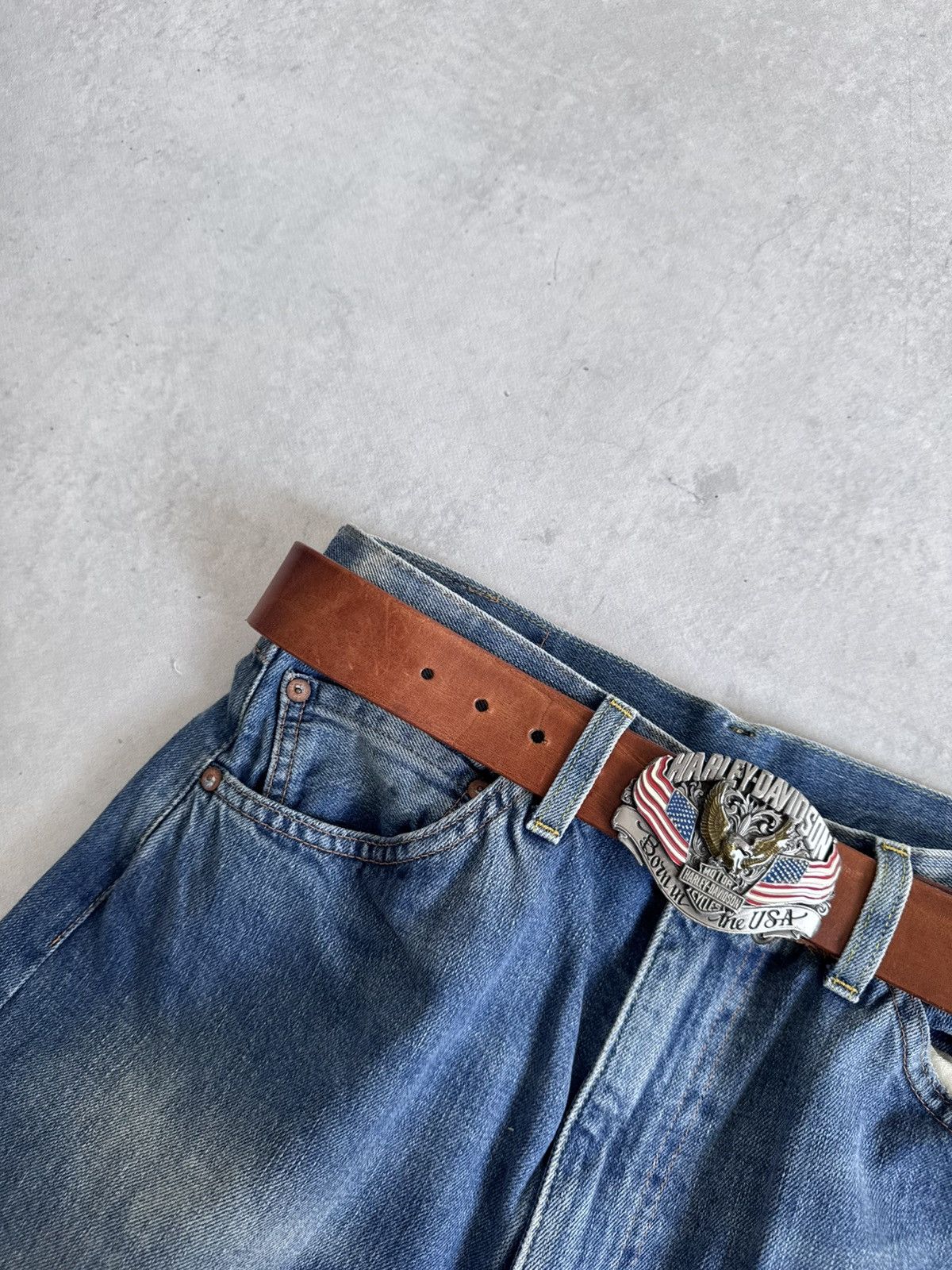 Harley Davidson Vintage Harley Davidson Leather Archive Metal Belt Moto USA Size ONE SIZE - 3 Thumbnail