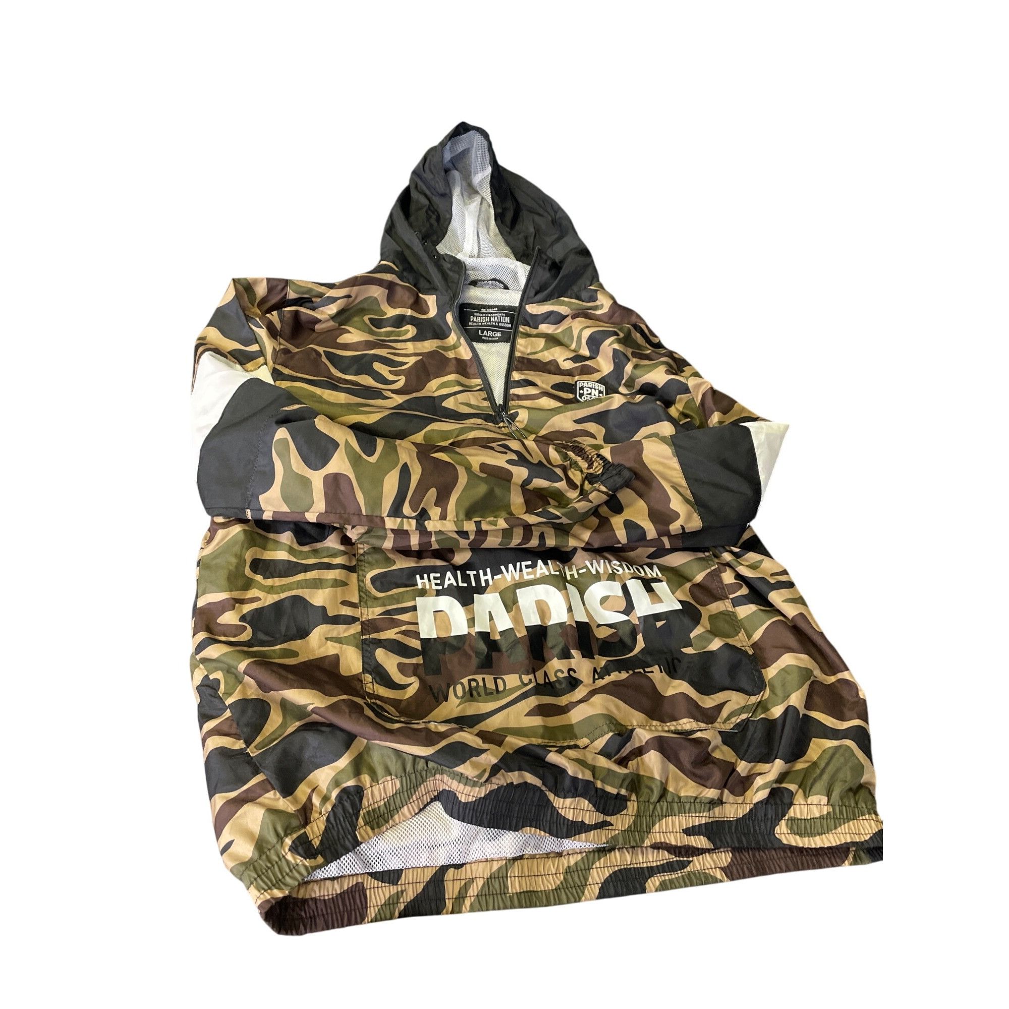 Parish Nation Parish Nation PN Mens Black & White Camo Windbreaker Hoodie Size US L / EU 52-54 / 3 - 8 Thumbnail
