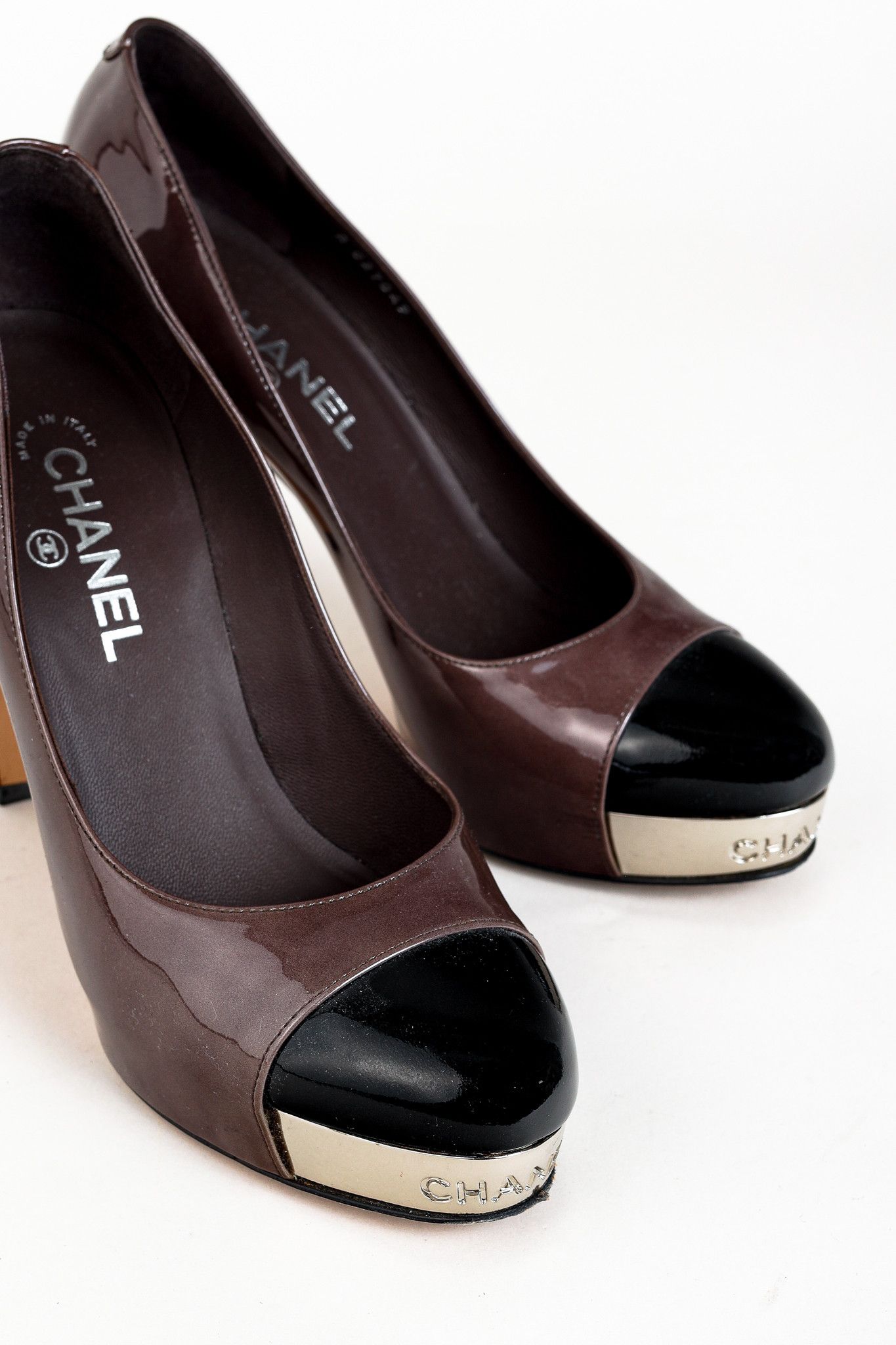 Chanel Chanel Brown Patent Leather Mirror Platform Pumps Size US 9 / IT 39 - 6 Thumbnail