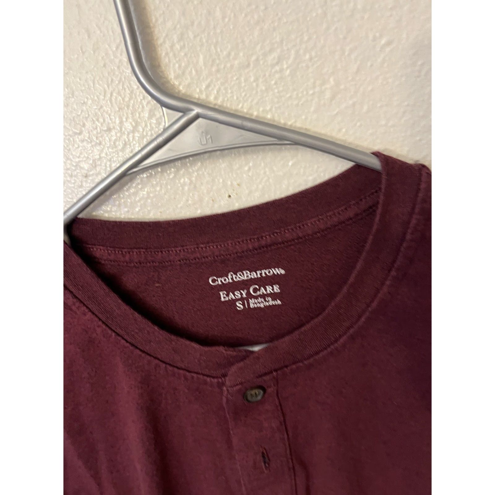 Croft & Barrow Mens Croft & Barrow Henley T-Shirt Long Sleeve Easy Care Maroon S Size US S / EU 44-46 / 1 - 2 Thumbnail