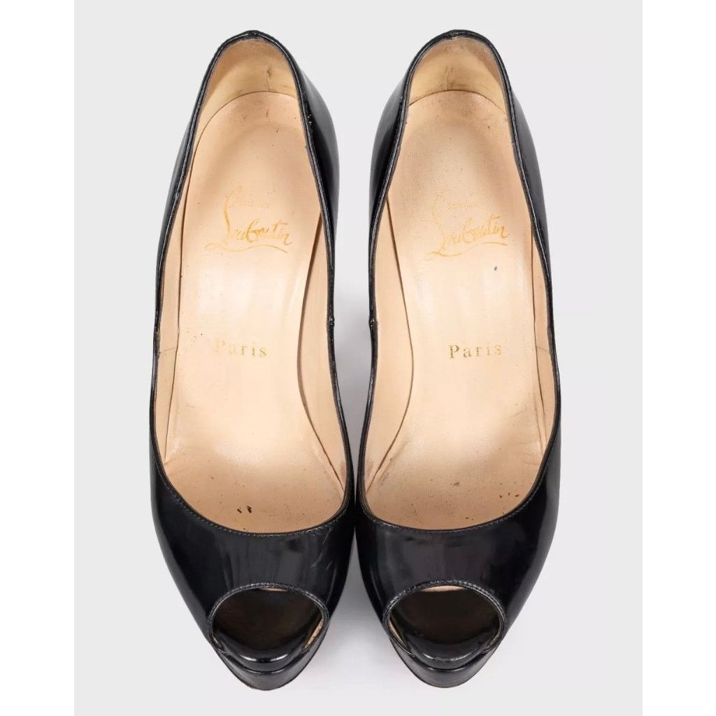 Christian Louboutin Christian Louboutin Black Leather Lady Peep Pumps - Sz 37 Size US 6 / IT 36 - 2 Thumbnail
