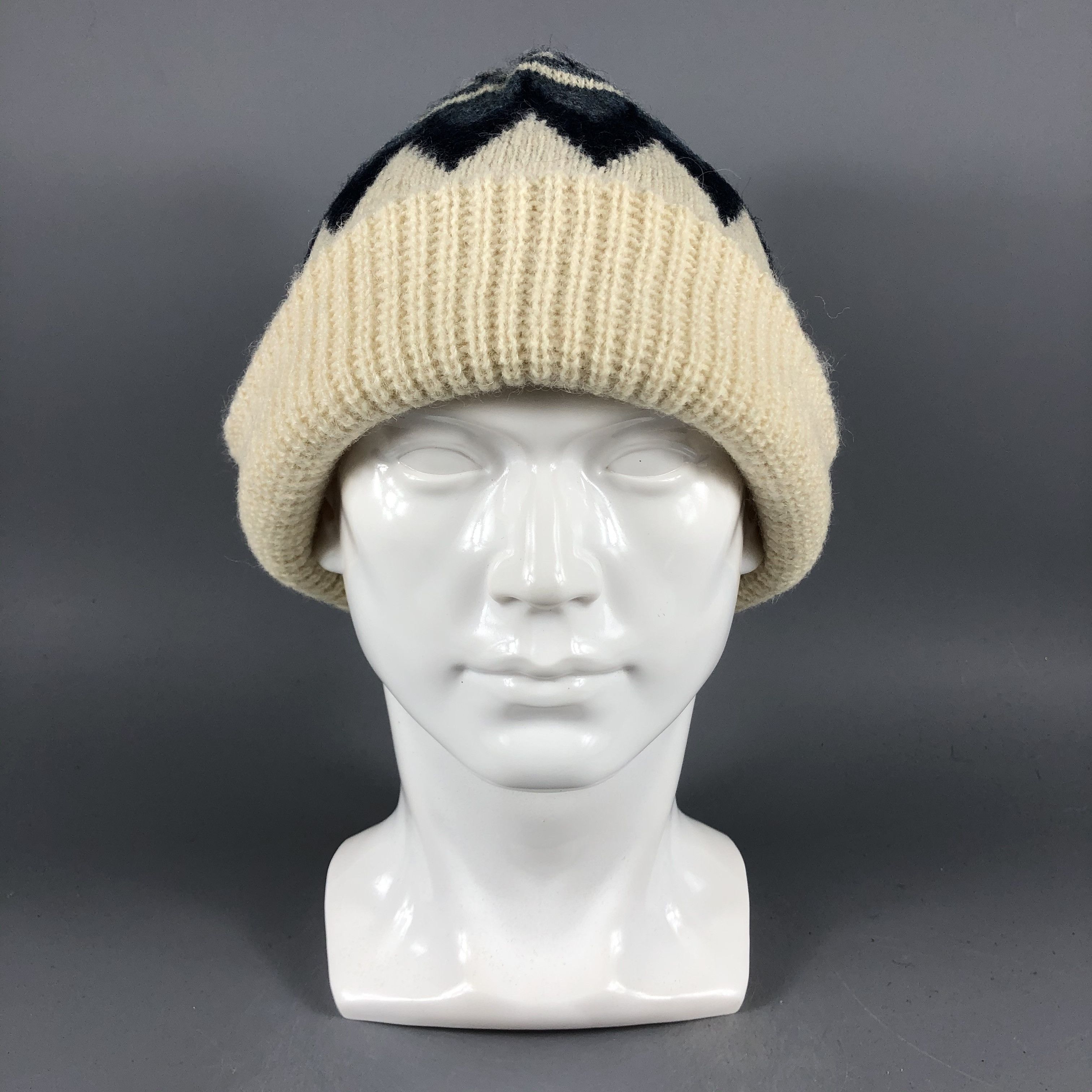 image of Vintage Unknown Fair Isle Fisherman Beanie Snow Hat Snow Cap -D1024, Men's