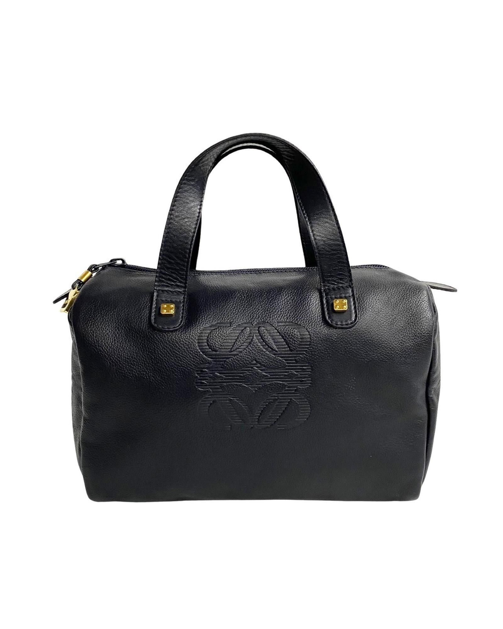 image of Loewe Leather Boston Bag In Ab Condition in Black Leather, Women's
