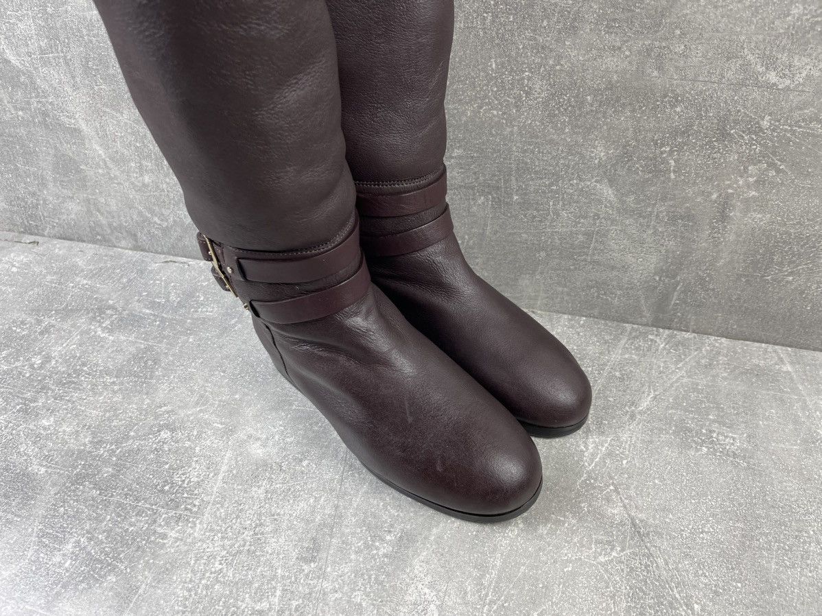 Jimmy Choo Jimmy Choo Belted Hight Shearling Leather Burgundy Boots Size US 7 / IT 37 - 7 Thumbnail