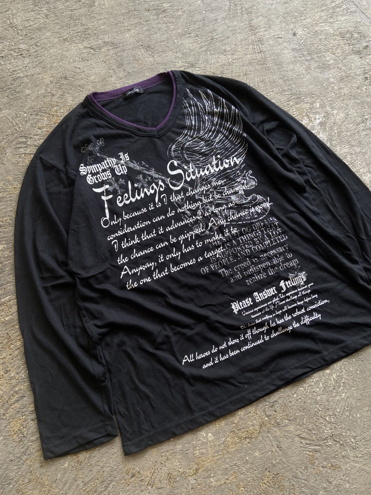 Japanese Brand 2000s Time Step - Vkei Style Poem Long Sleeve Tee Size US XL / EU 56 / 4 - 2 Thumbnail