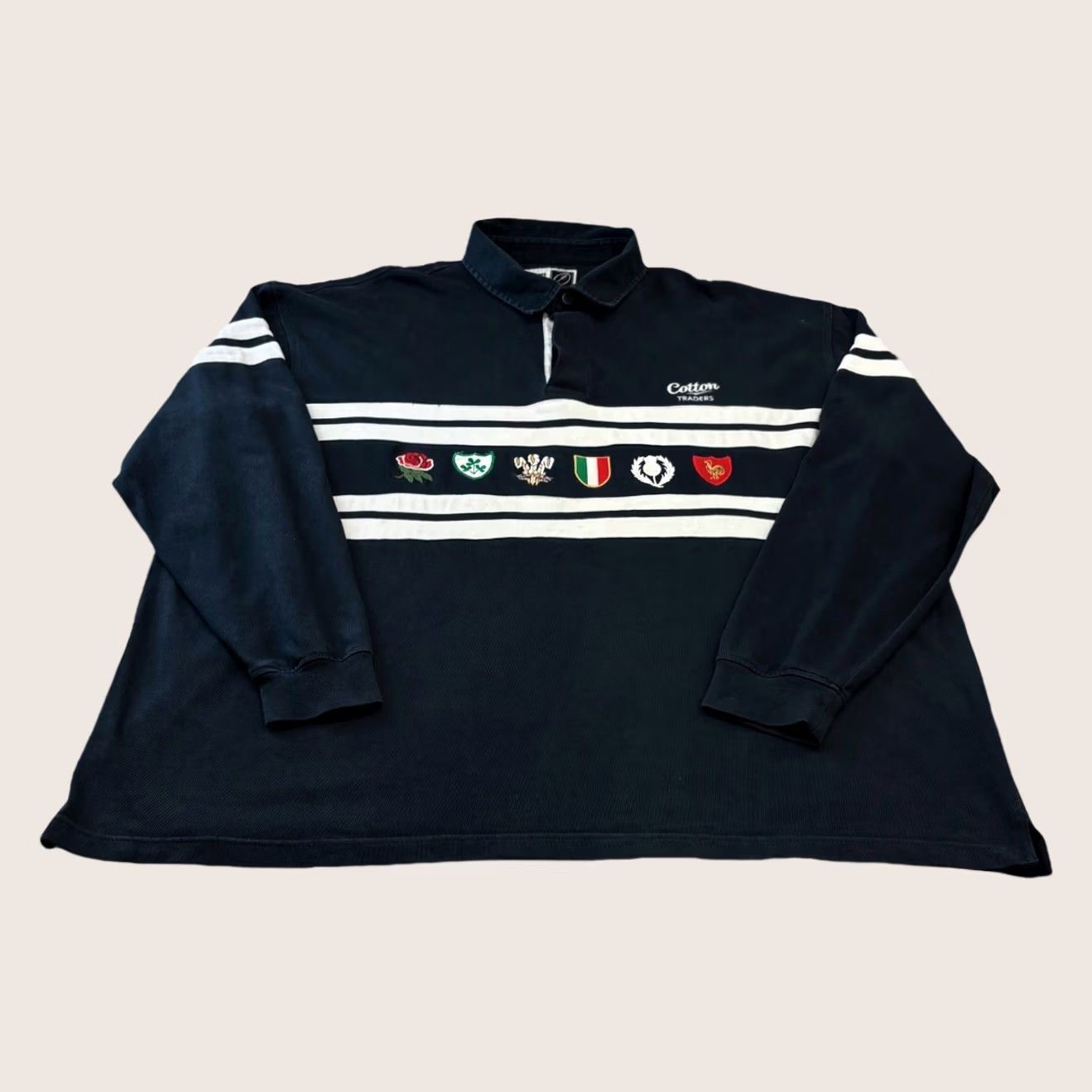 Cotton Traders VINTAGE Cotton Traders Six Nations rugby shirt 3XL Navy Men’s Long Sleeve Top Size US XXL / EU 58 / 5 - 1 Thumbnail