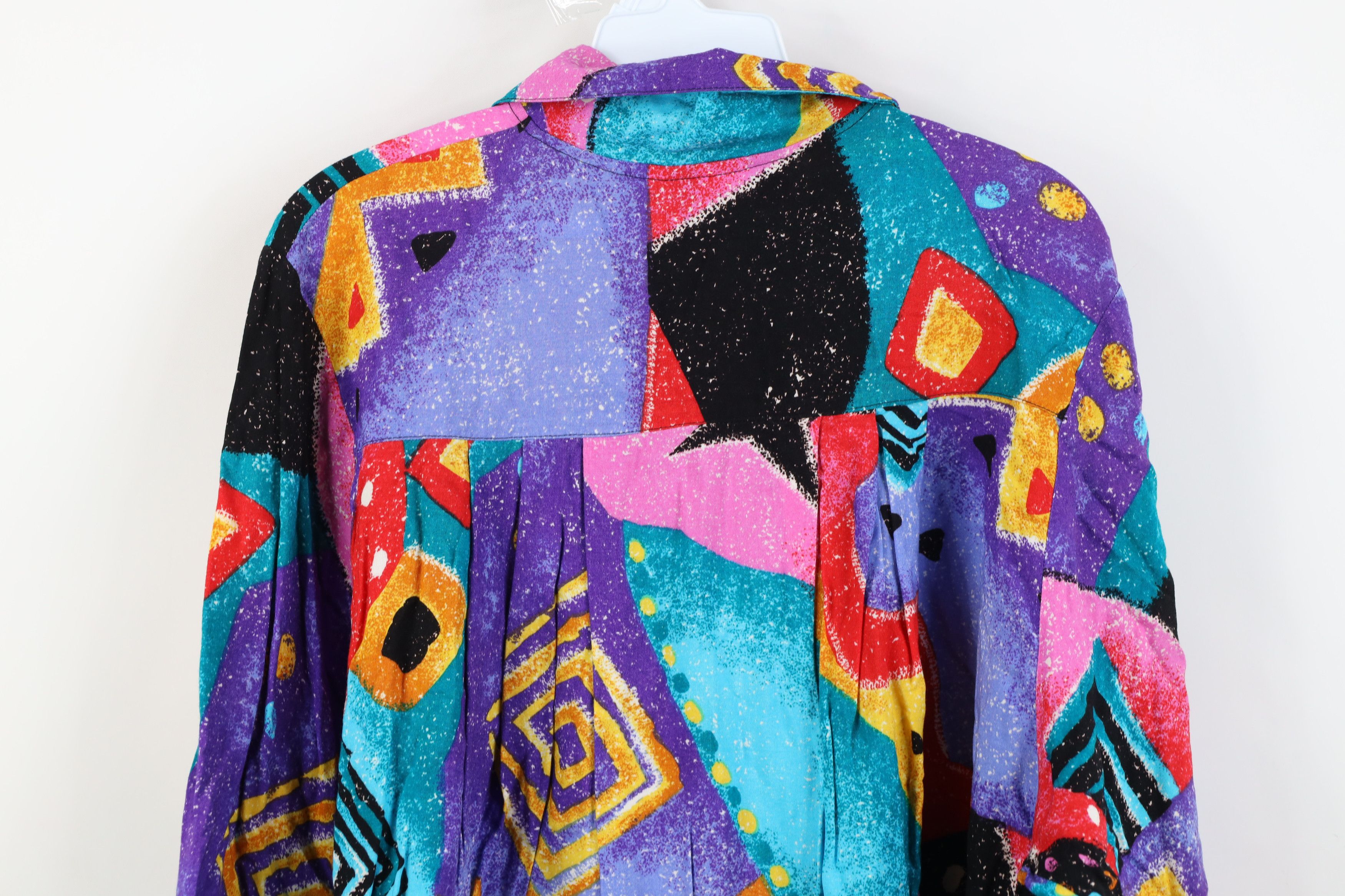 Vintage 90s Streetwear 3/4 Sleeve Abstract Button Shirt USA
