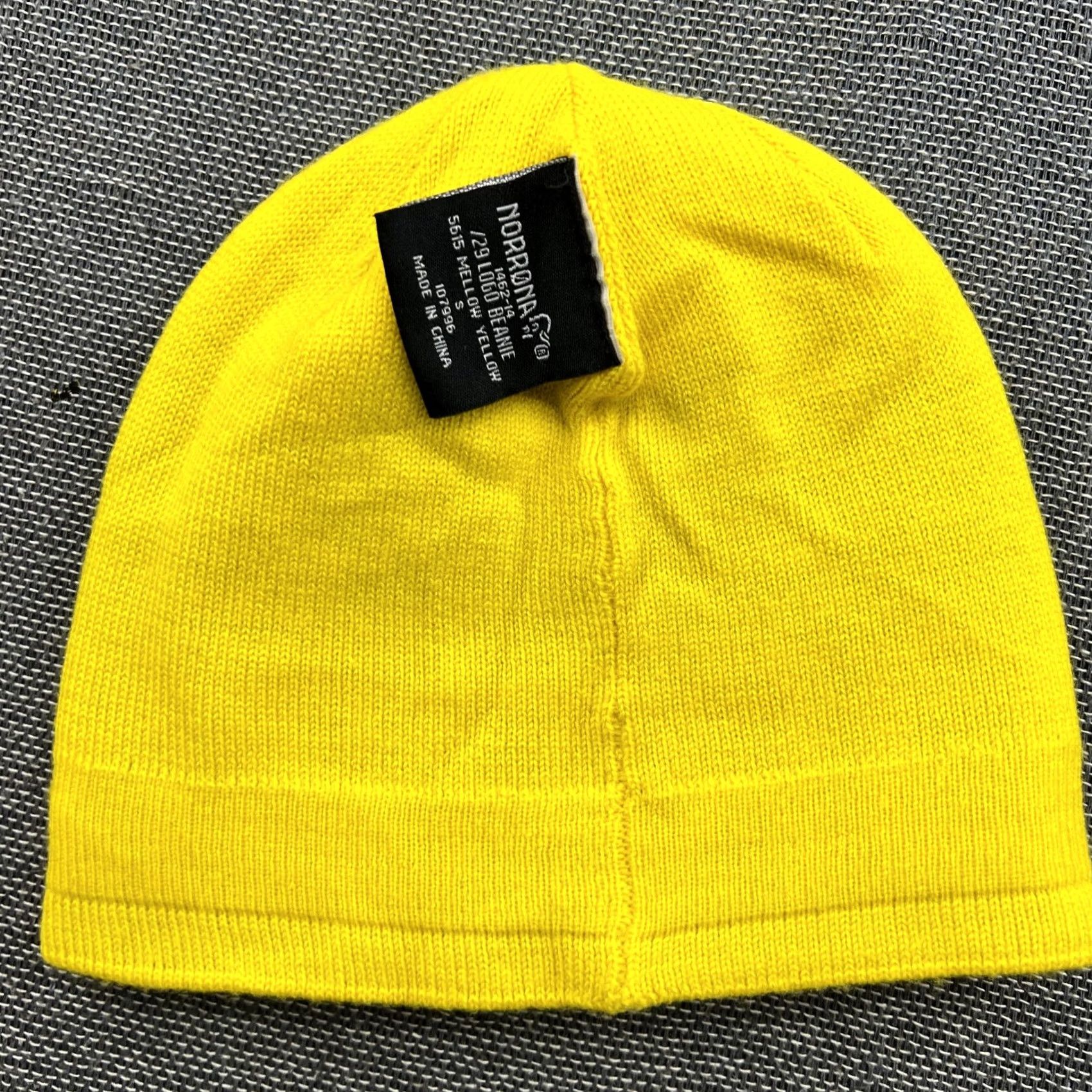 Logo 7 Norrona /29 Logo Beanie Hat Small 100% Merino Wool Mellow Yellow Spellout Beanie H Womens Men Unisex Adults S Yellow Wool Knit Thermal Vintage: No N/A Size ONE SIZE - 4 Thumbnail