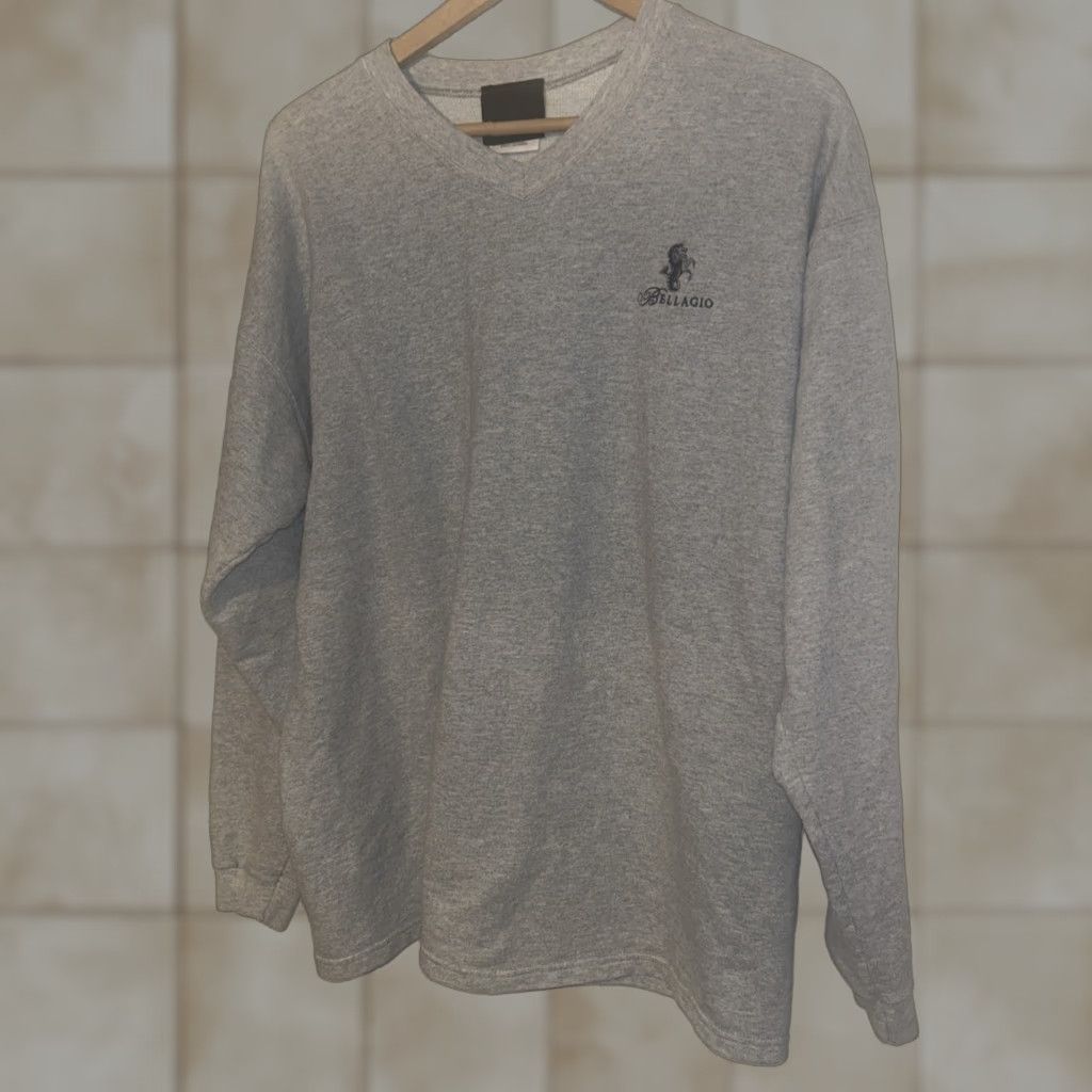 Vintage VINTAGE Bellagio Mens Sweatshirt V-neck Gray 90s Top Large XL Mens Size US XL / EU 56 / 4 - 1 Thumbnail