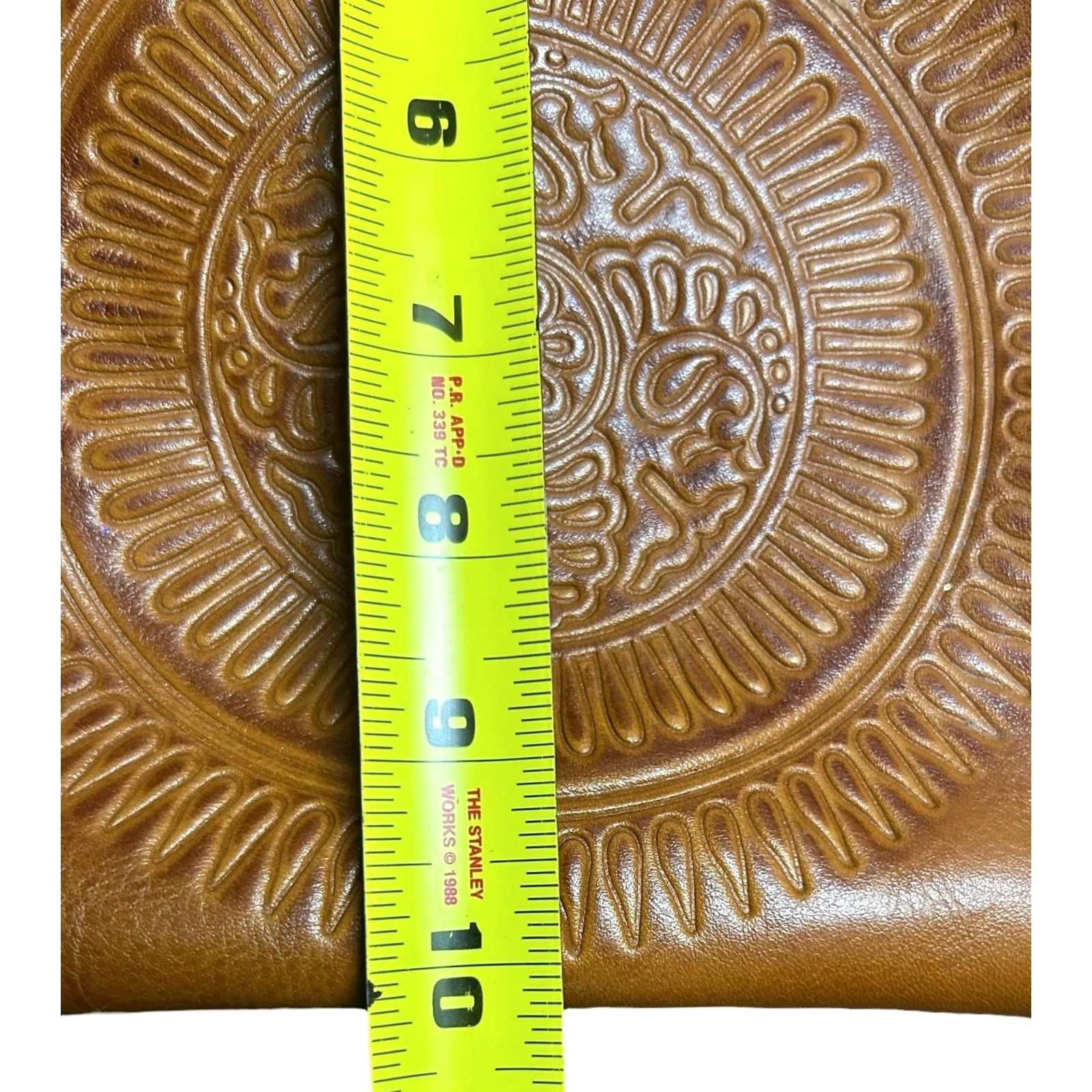 Patricia Nash Patricia Nash Prizzi Tooled Crossbody Leather Purse Women’s Shoulder Bag Tan Brown Geometric Pockets Zipper Size ONE SIZE - 6 Thumbnail