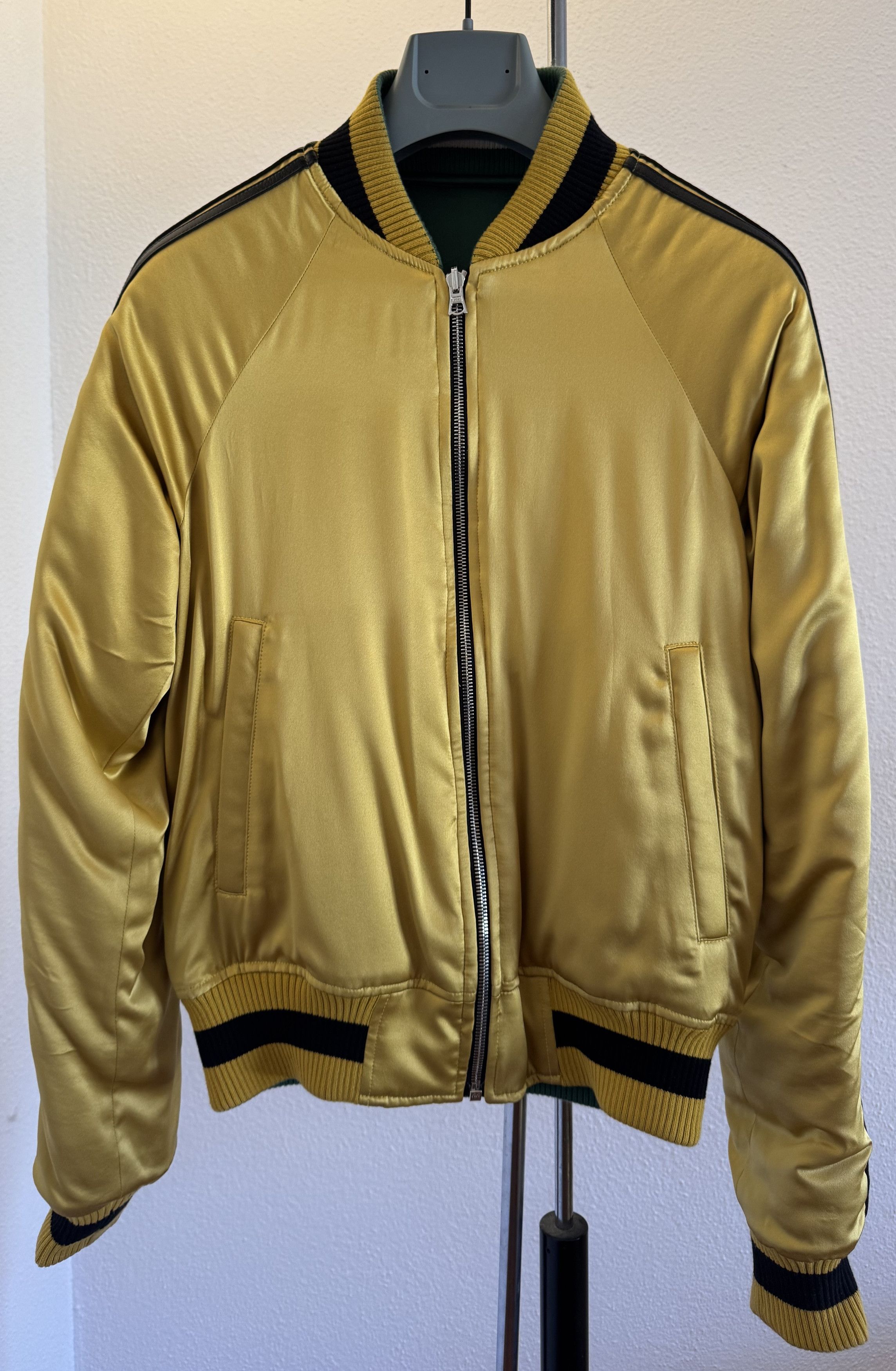 Amiri Amiri Reversible Silk Bomber Jacket Gold/Green Size US XS / EU 42 / 0 - 3 Thumbnail