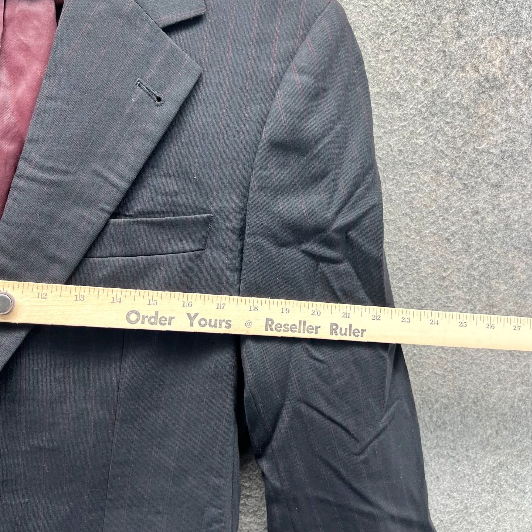 Hugo Boss HUGO BOSS Blazer Mens 36R Black Sport Coat Gable Vegas Jacket Striped Wool Jacket/Coat Notch Two-Button Flat Front Regular Mens Wool Black 36R Size 36R - 5 Thumbnail