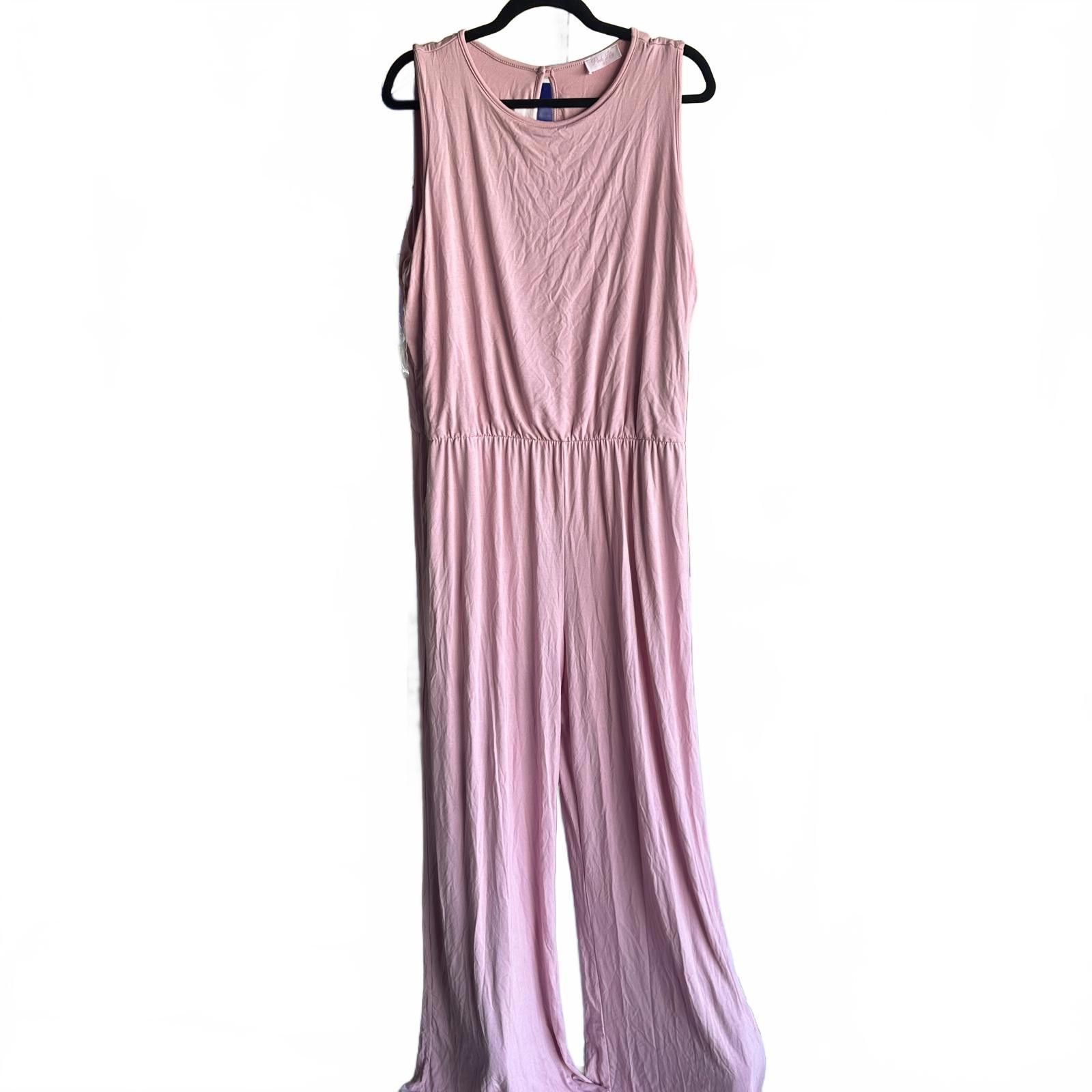 Designer Pink Lily Sleeveless Jumpsuit - Soft Blush Color Size 42" / US 20 - 1 Thumbnail