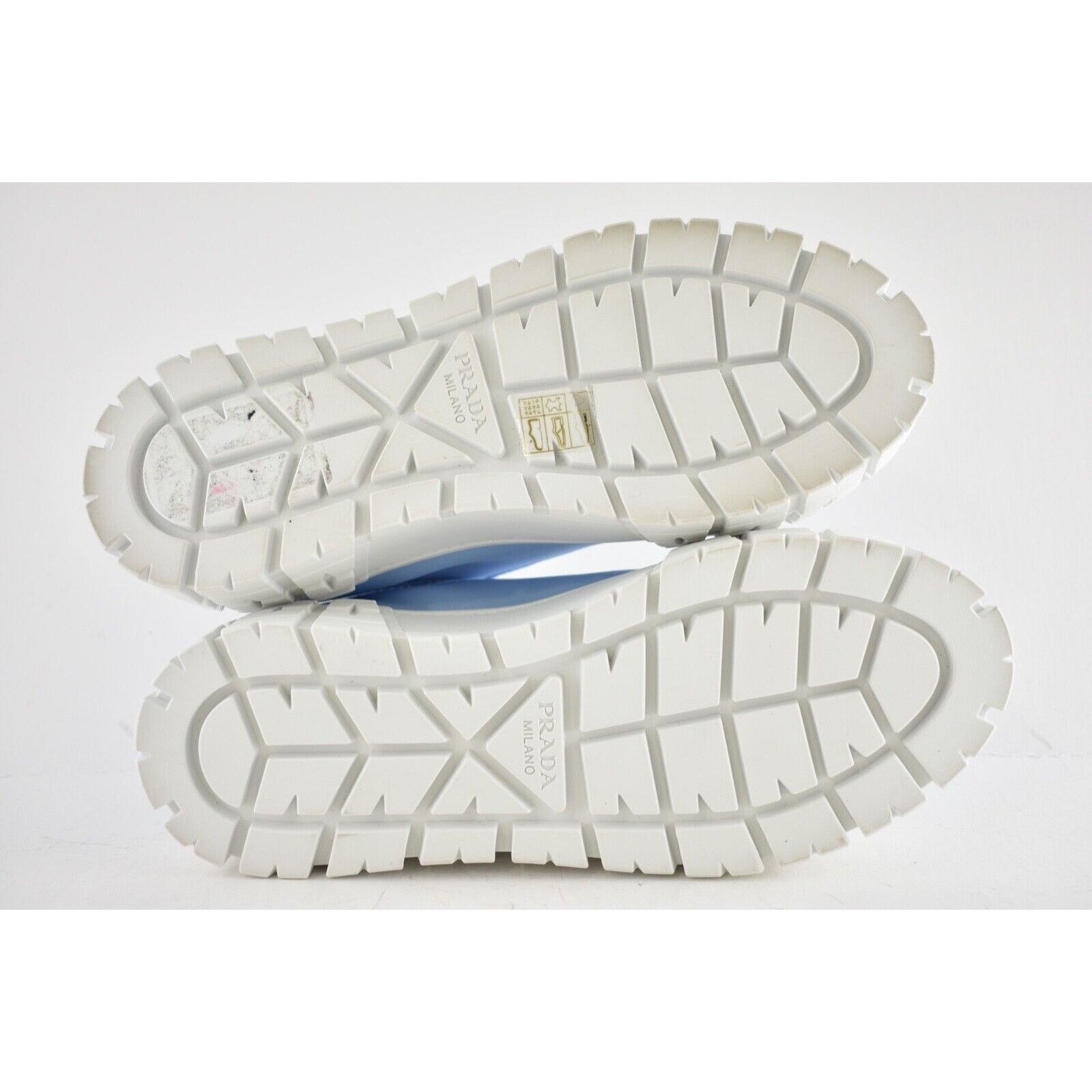 Prada Prada Cielo Blue Nylon White Platform Low Top Sneaker 37.5 Size US 7.5 / IT 37.5 - 12 Thumbnail