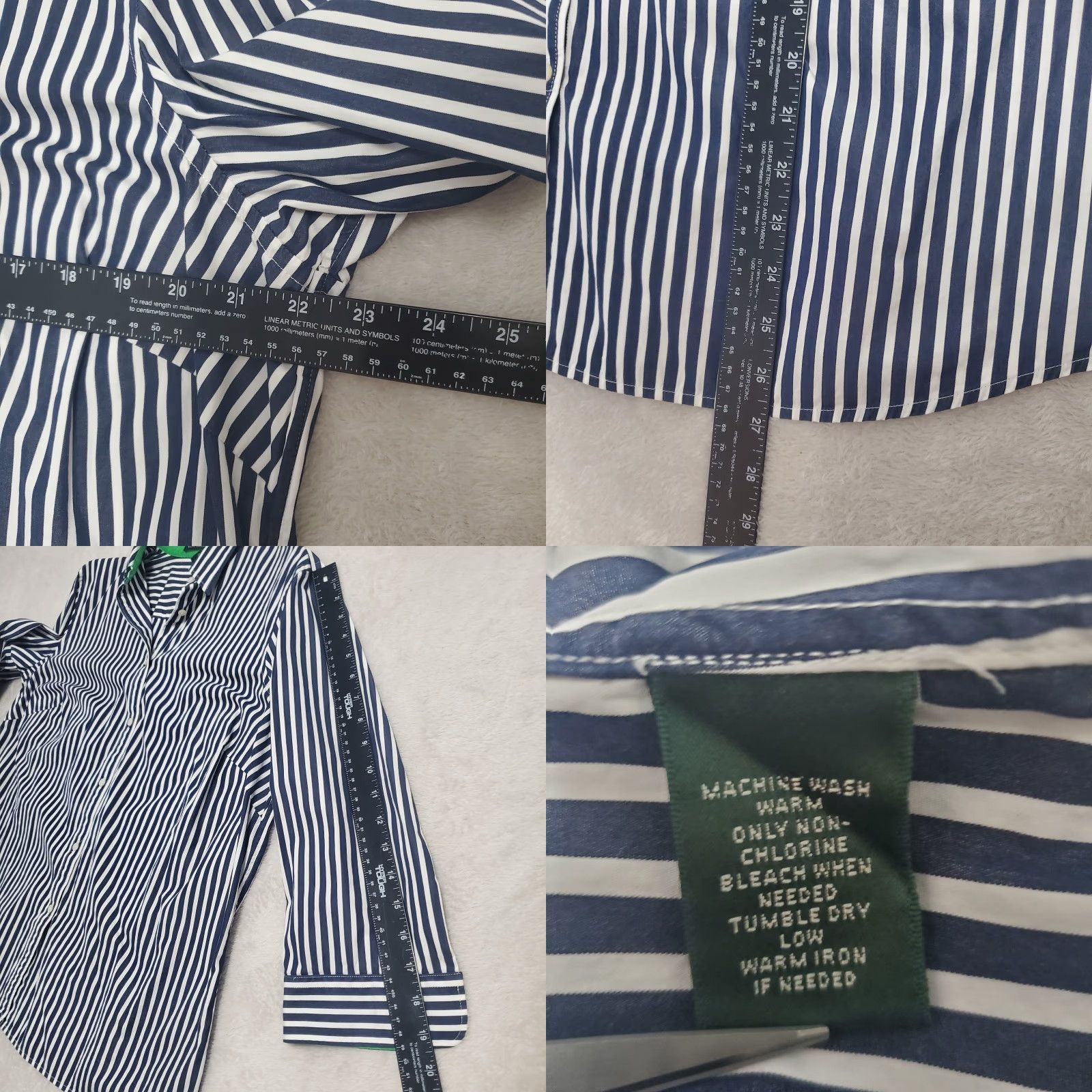 Ralph Lauren VINTAGE Lauren Ralph Lauren Top Women 1X Blue Striped Button Front 3/4 Sleeve Nautical Size XL / US 12-14 / IT 48-50 - 8 Thumbnail