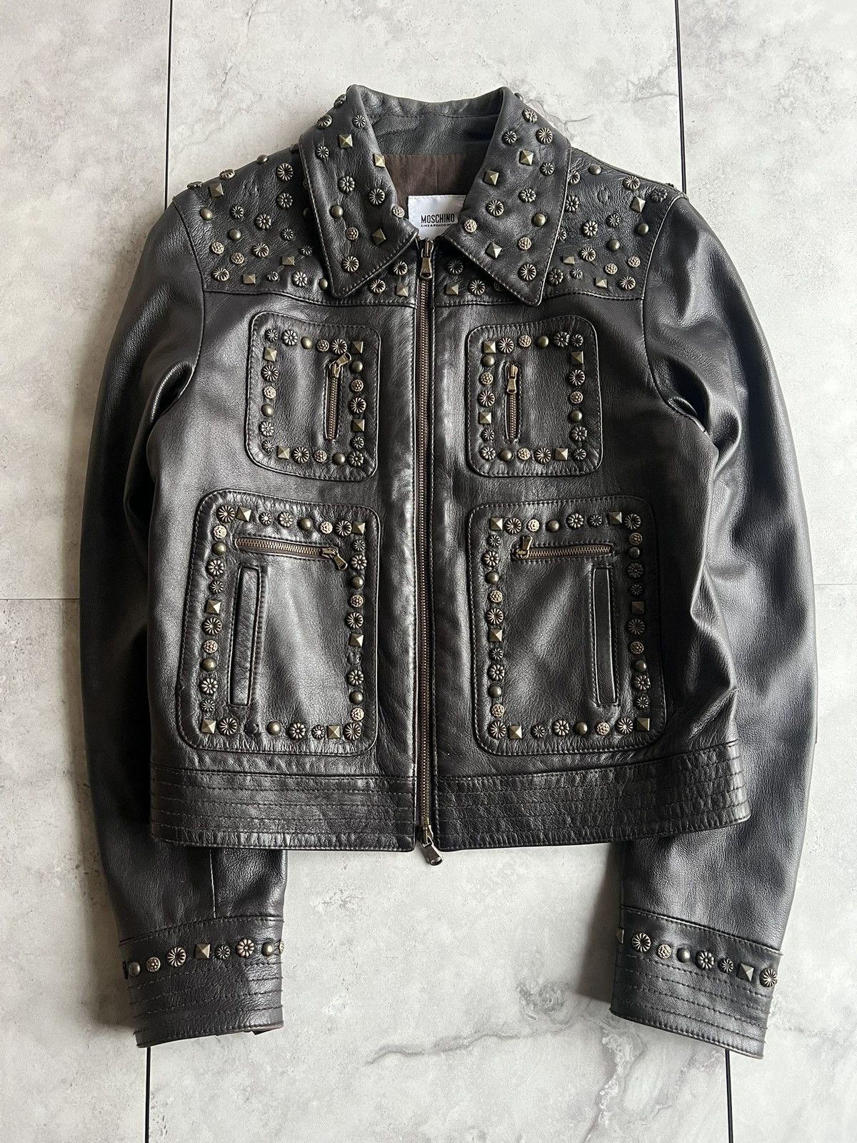 Moschino Moschino Studded Leather Rider Jacket Size US S / EU 44-46 / 1 - 1 Thumbnail