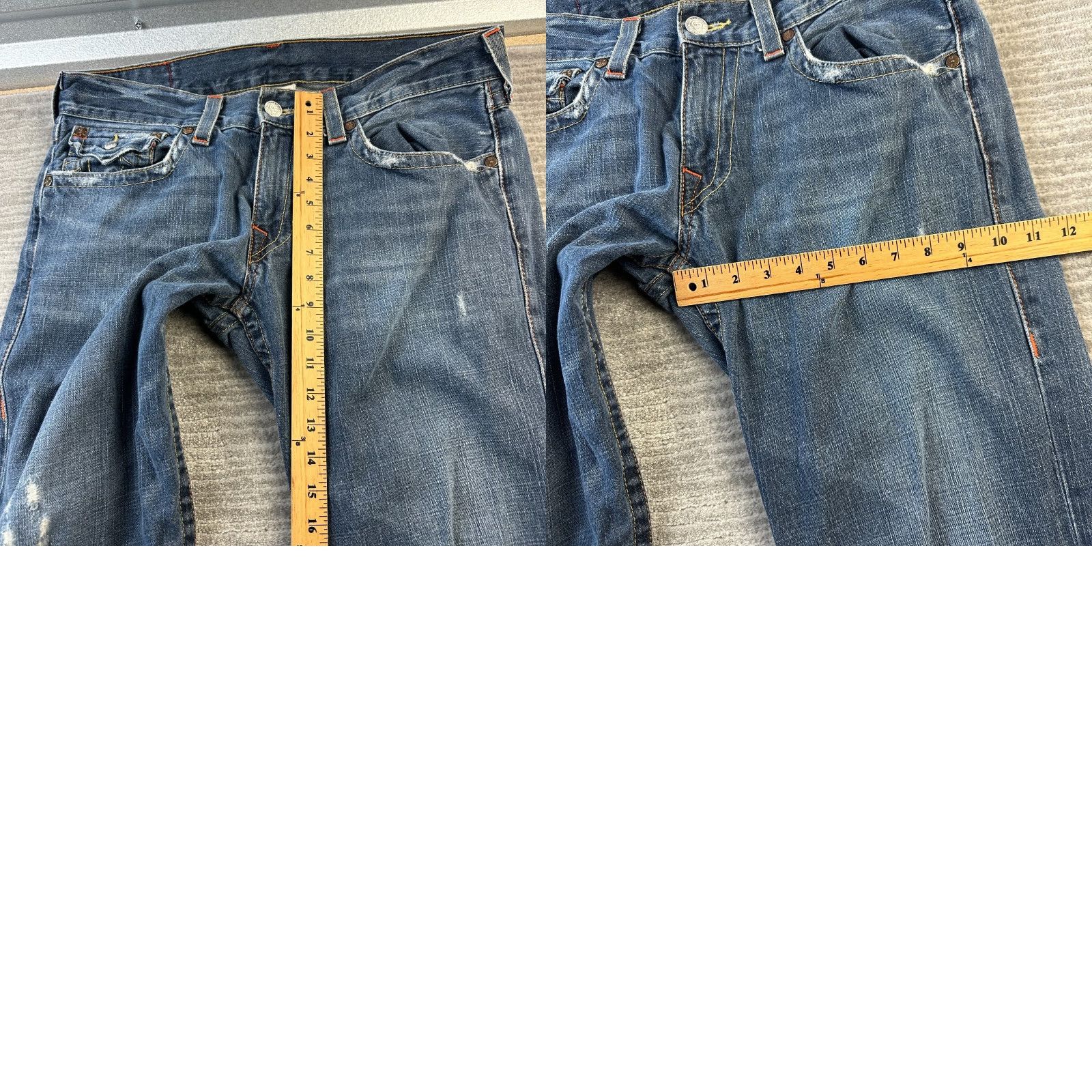 True Religion Jeans Mens 34 Ricky T Flap USA Made Distressed