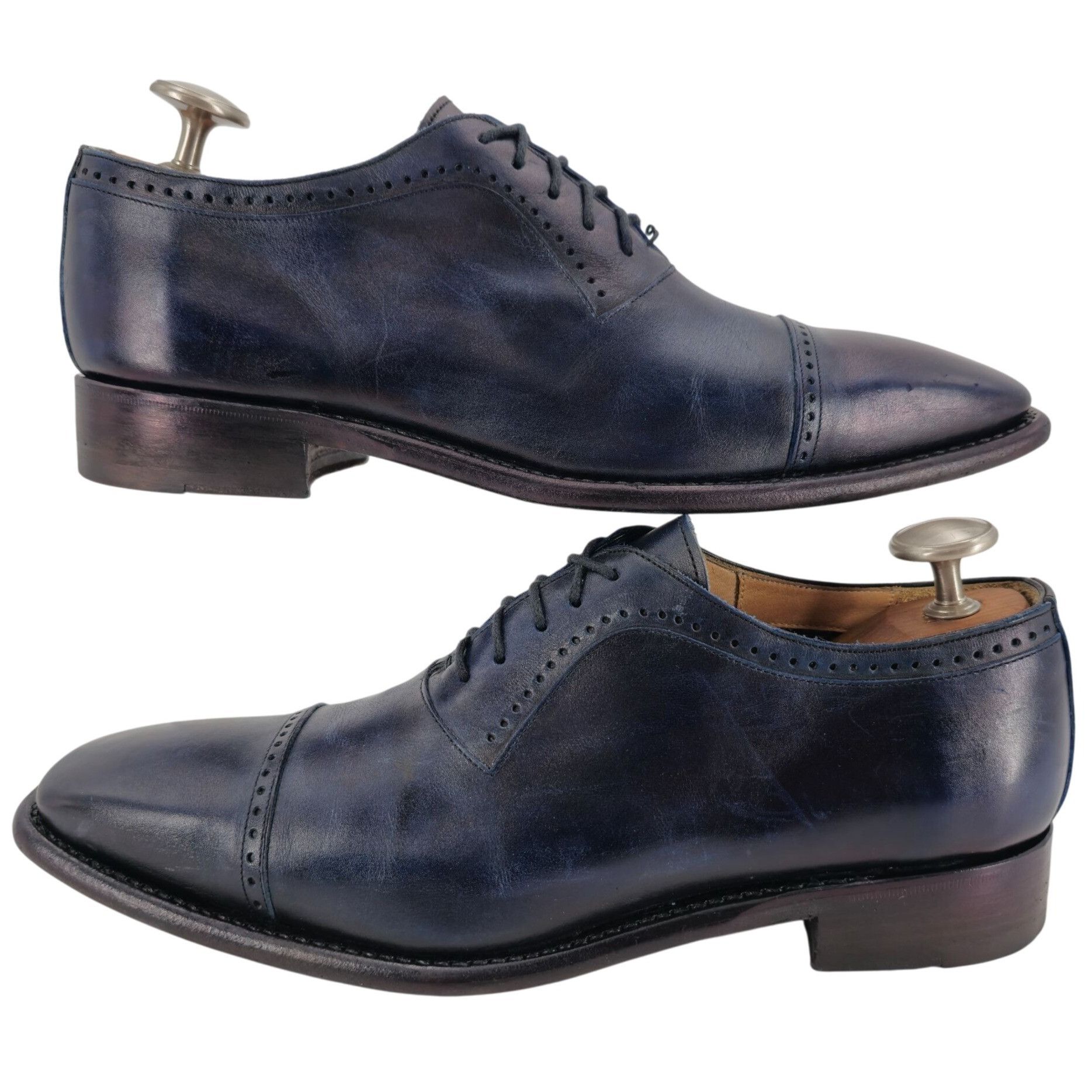 Barneys New York Calzoleria Harris Barneys New York Men 9.5 Blue Leather Shoe Size US 9.5 / EU 42-43 - 4 Thumbnail