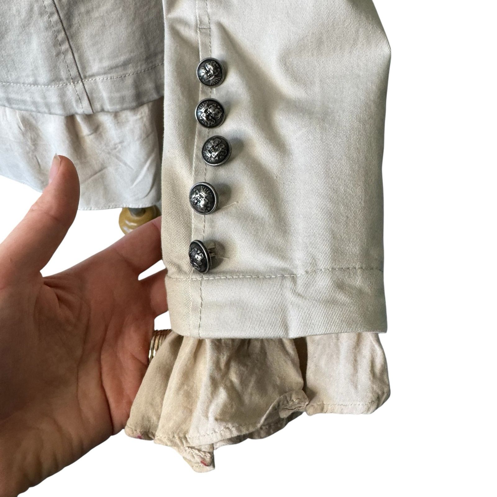 Free People FREE PEOPLE Ruffled Button-Front Draped Romance Jacket Size XS / US 0-2 / IT 36-38 - 3 Thumbnail